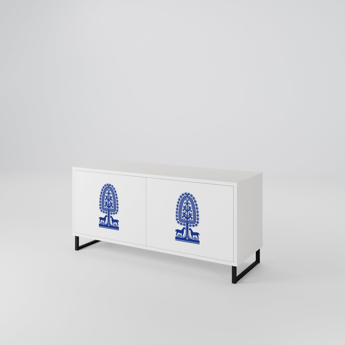 POLISH FOLK ART Compact 2-Door TV Cabinet