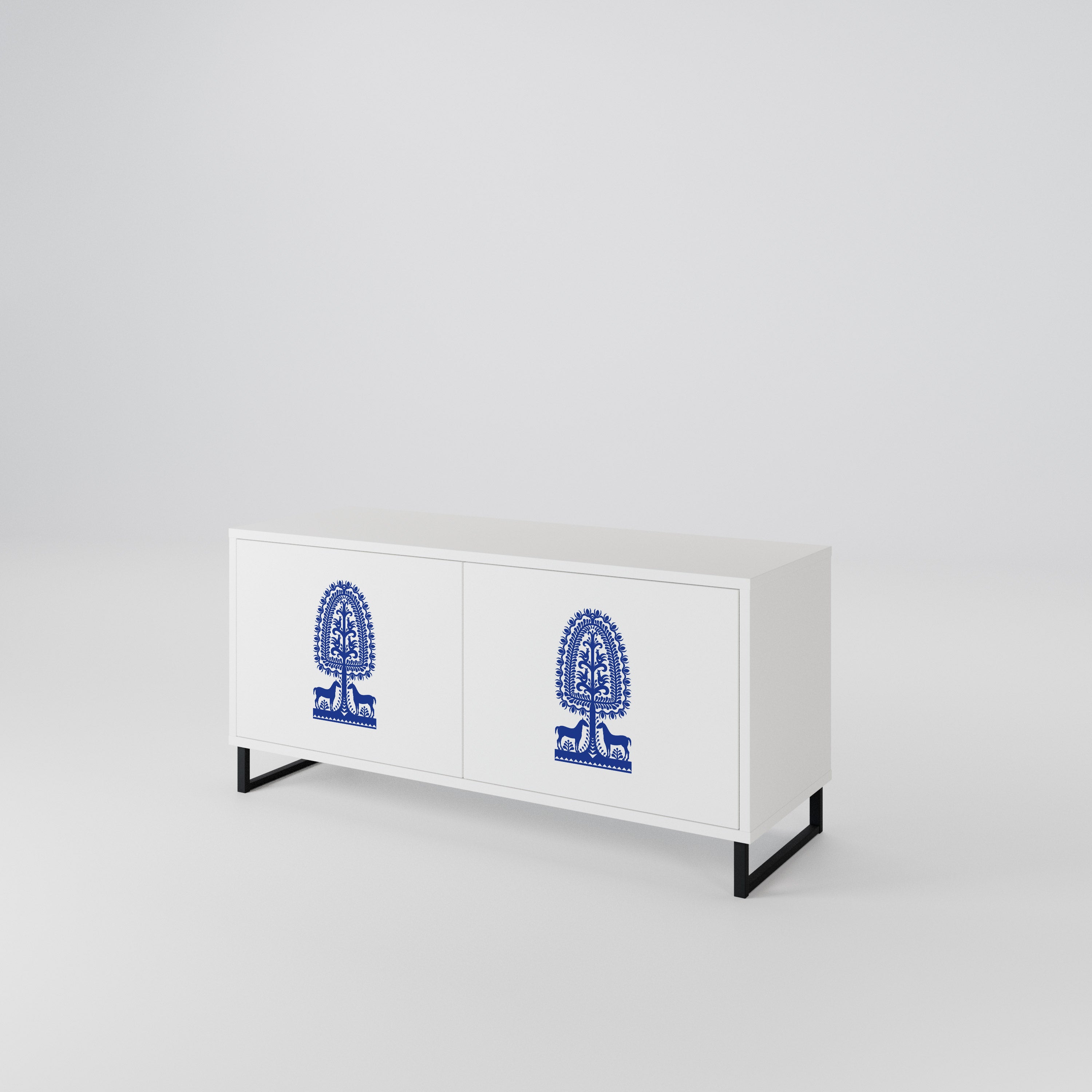 POLISH FOLK ART Compact 2-Door TV Cabinet