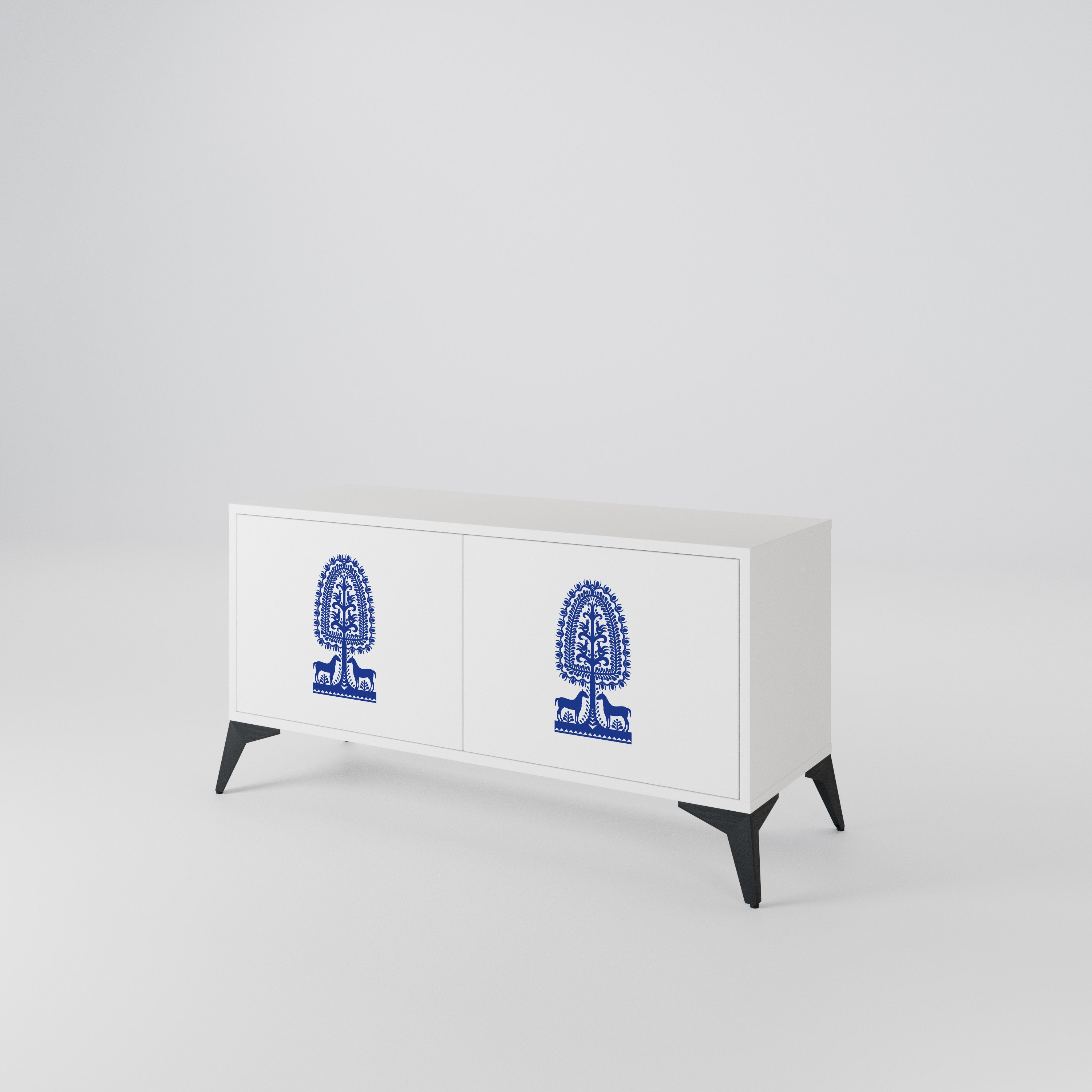 POLISH FOLK ART Compact 2-Door TV Cabinet