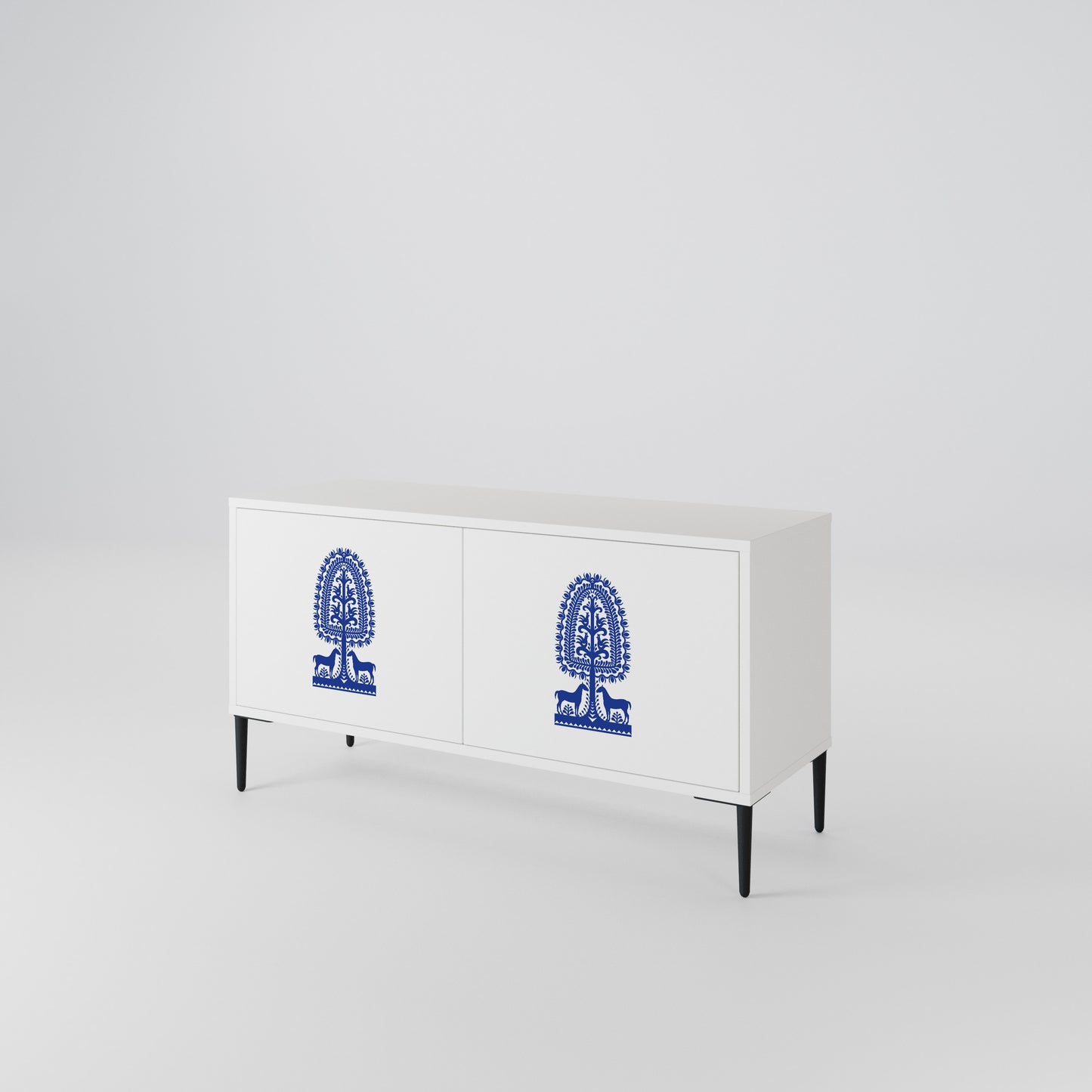 POLISH FOLK ART Compact 2-Door TV Cabinet