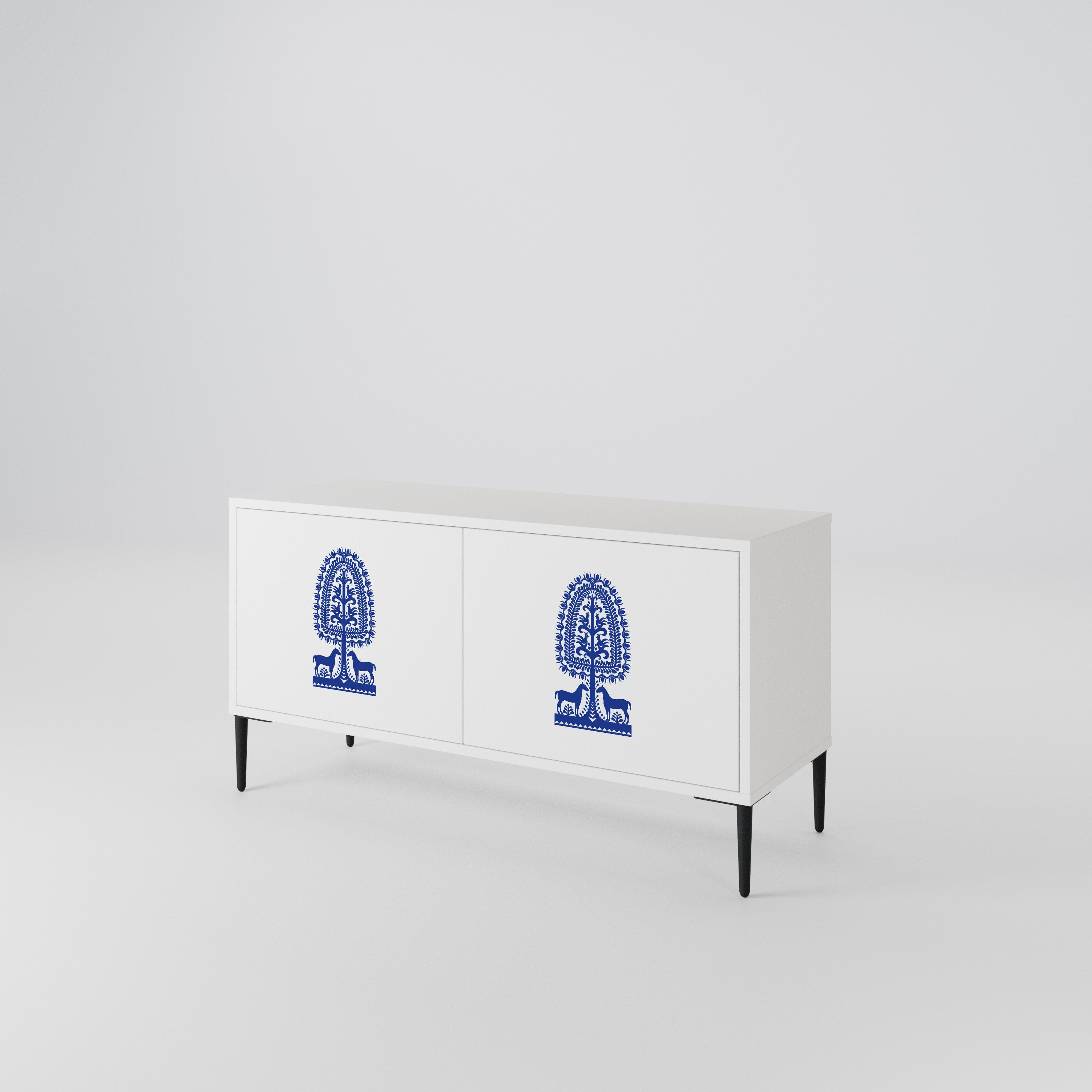 POLISH FOLK ART Compact 2-Door TV Cabinet