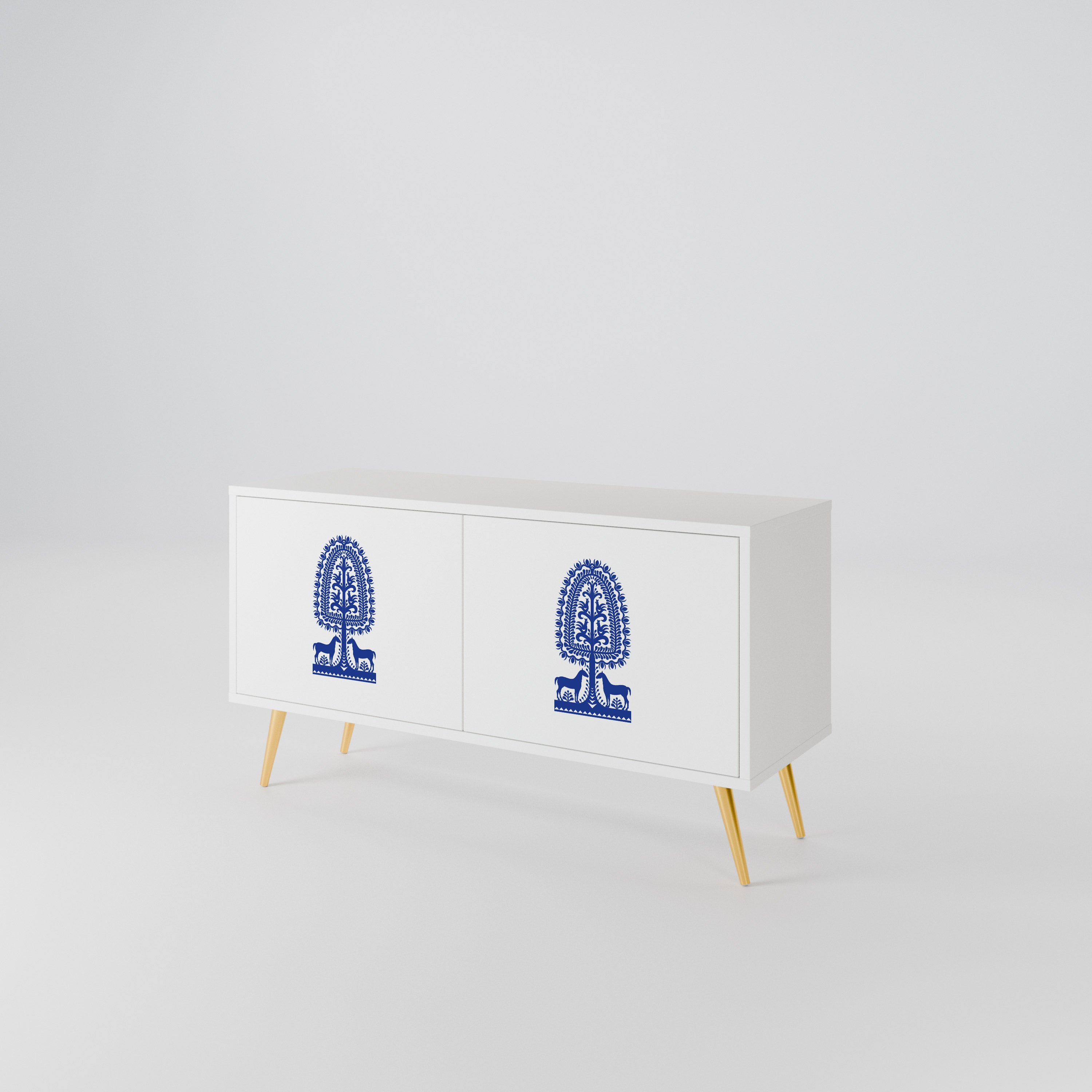 POLISH FOLK ART Compact 2-Door TV Cabinet