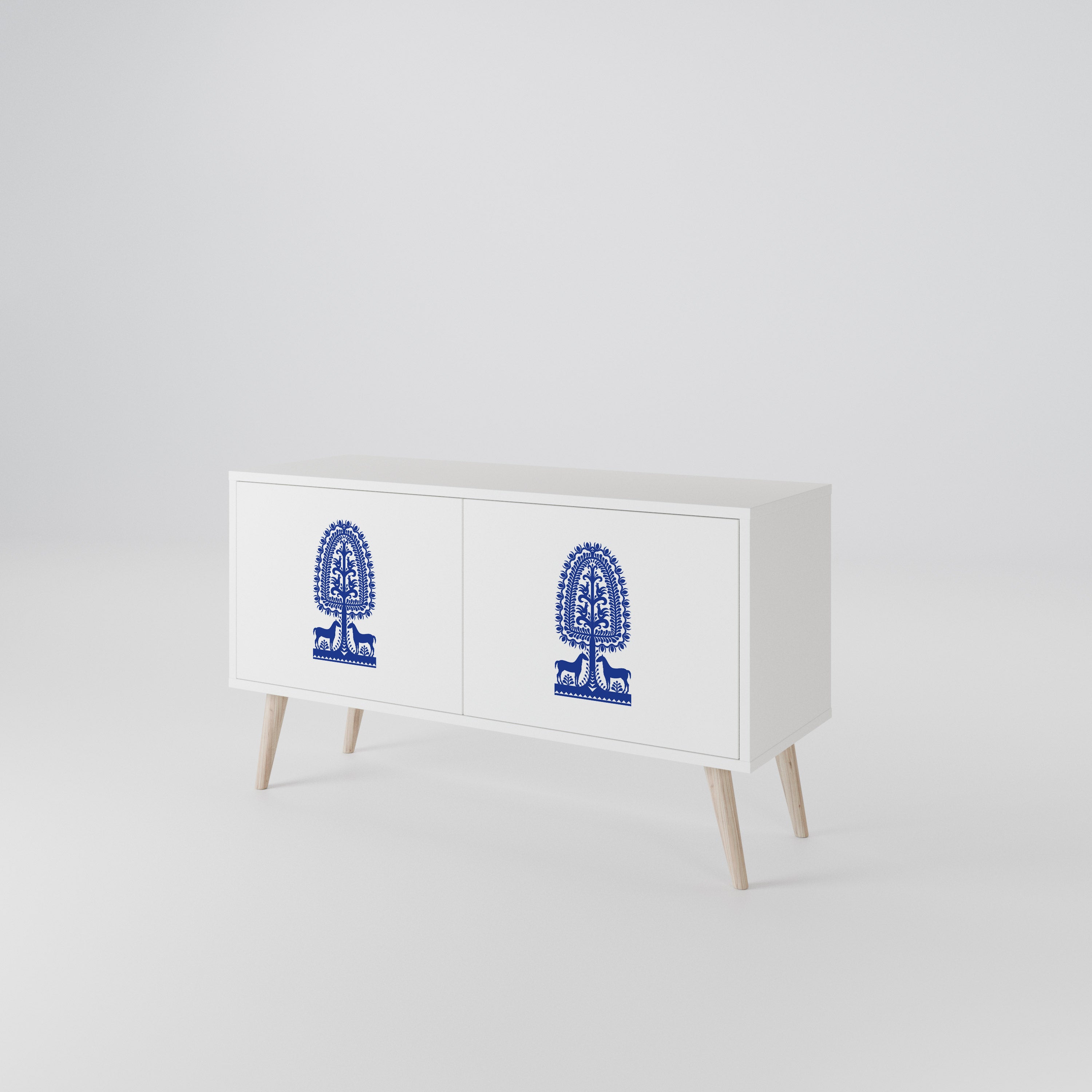 POLISH FOLK ART Compact 2-Door TV Cabinet