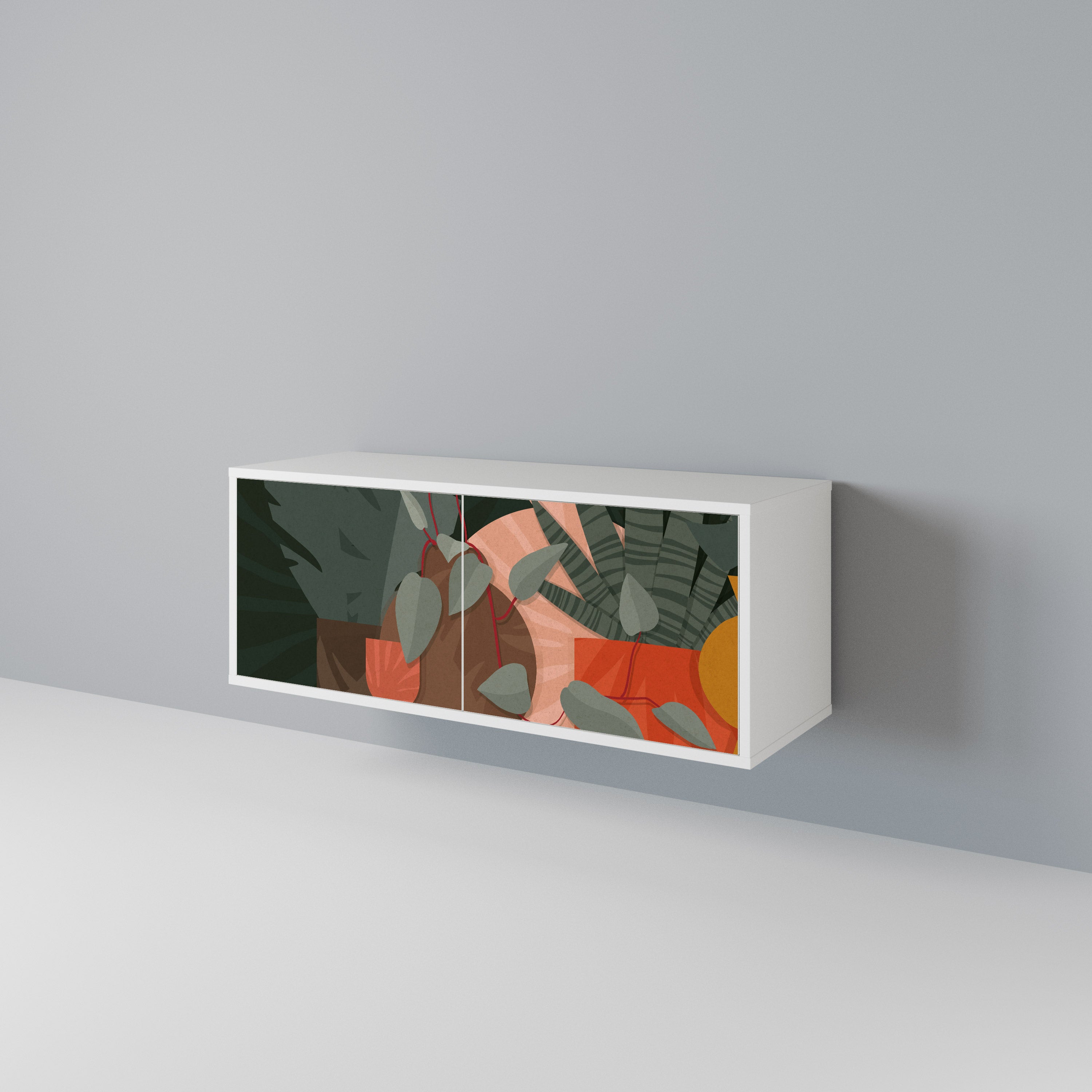 TROPICAL COMPOSITION Compact 2-Door TV Cabinet
