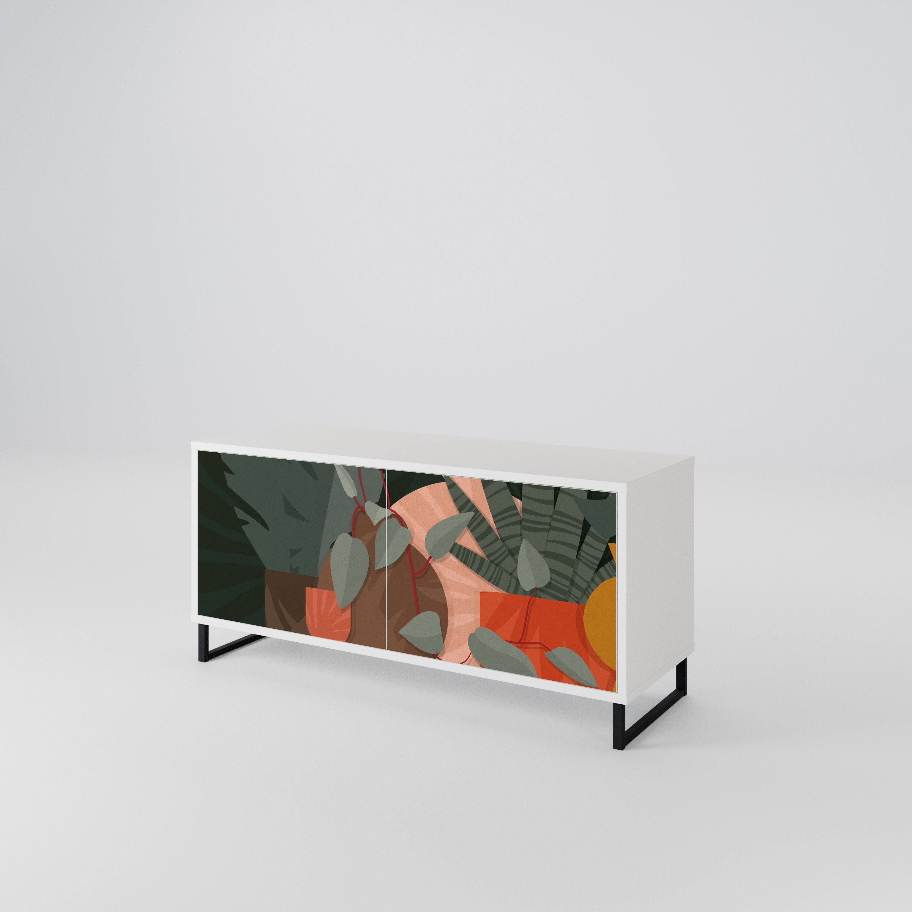 TROPICAL COMPOSITION Compact 2-Door TV Cabinet