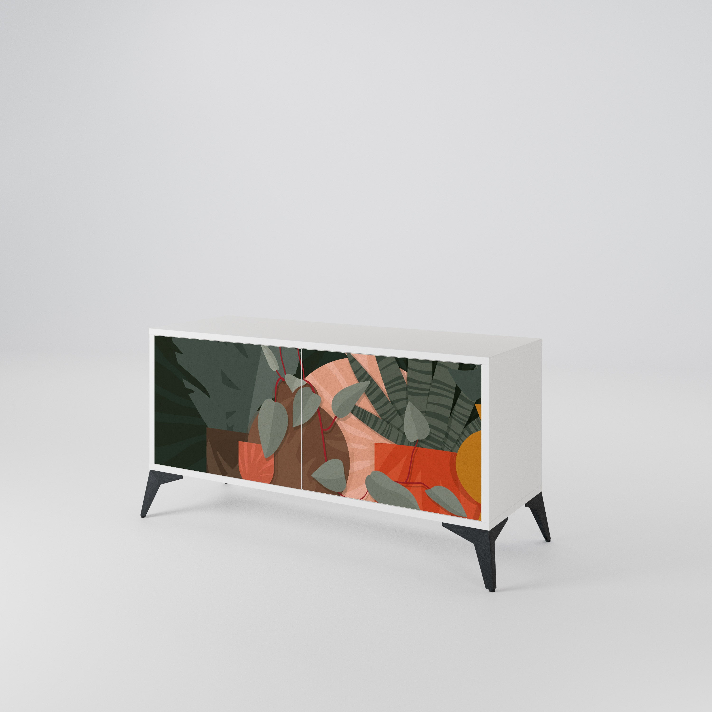 TROPICAL COMPOSITION Compact 2-Door TV Cabinet