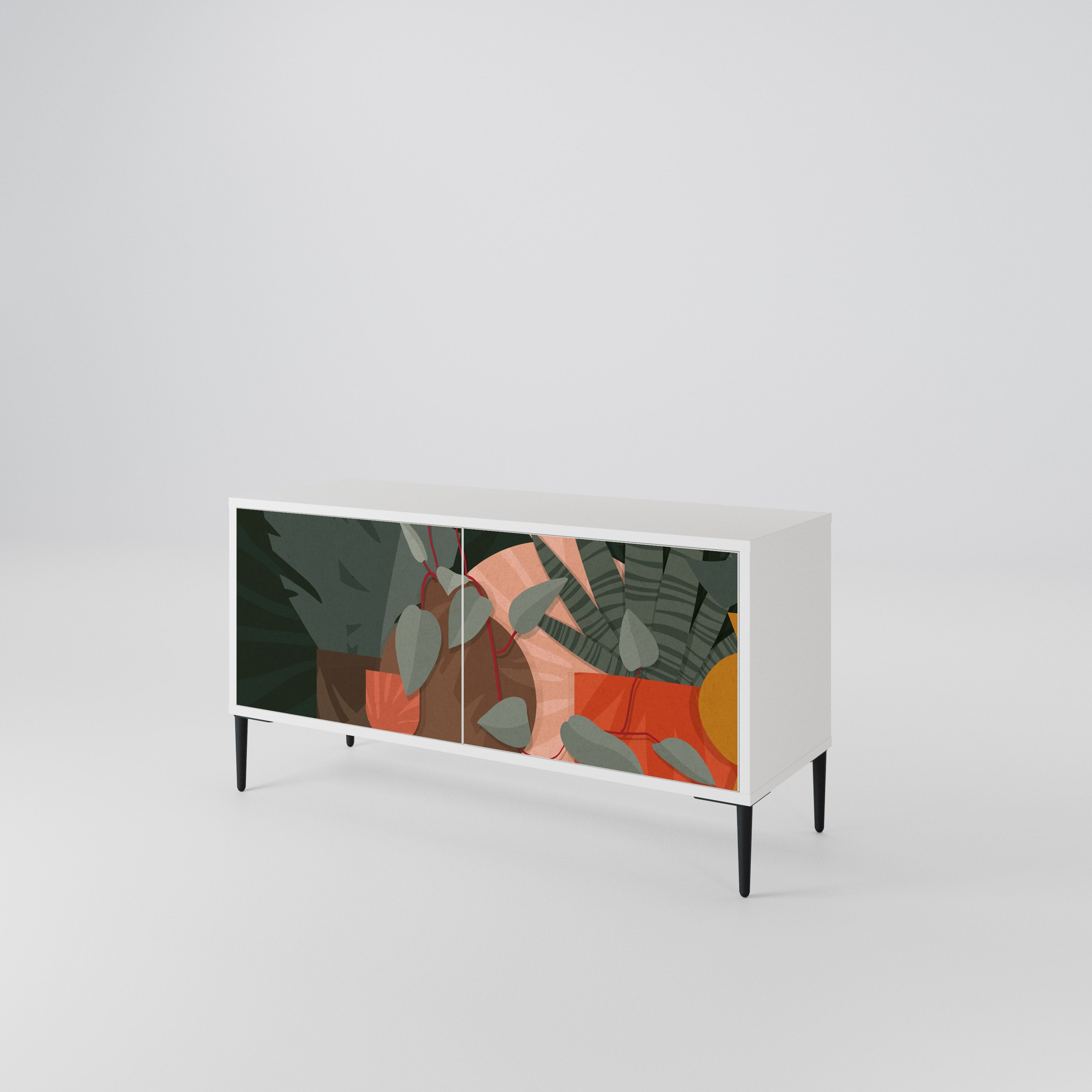 TROPICAL COMPOSITION Compact 2-Door TV Cabinet