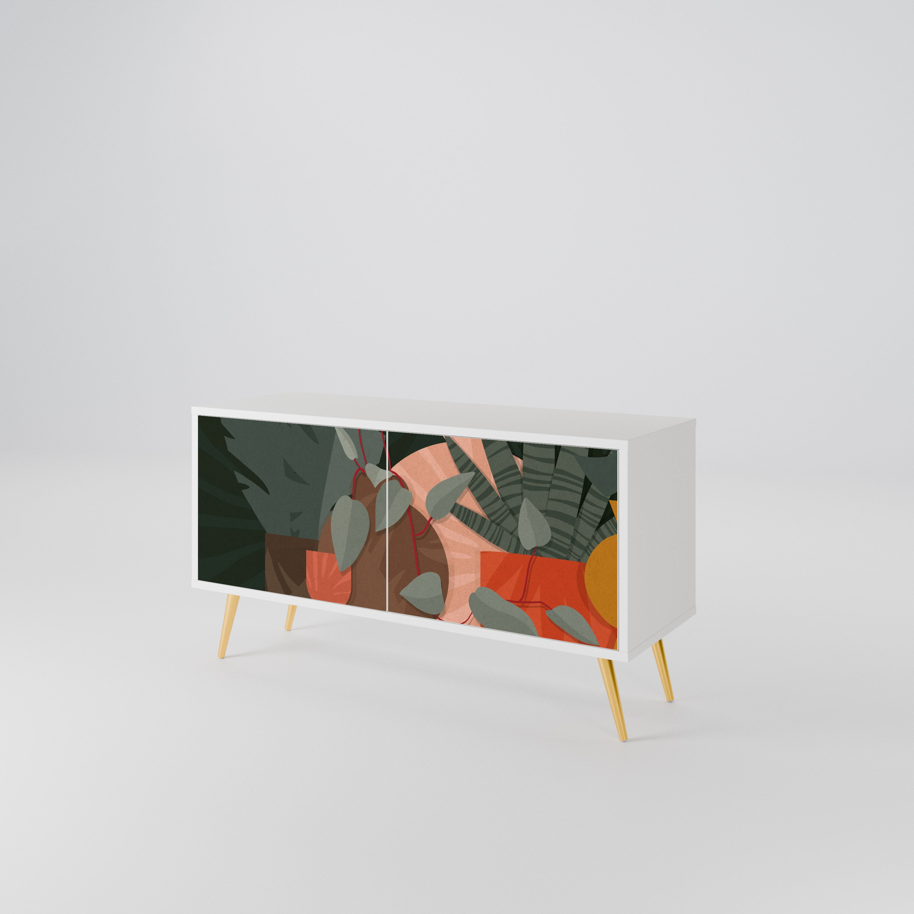TROPICAL COMPOSITION Compact 2-Door TV Cabinet