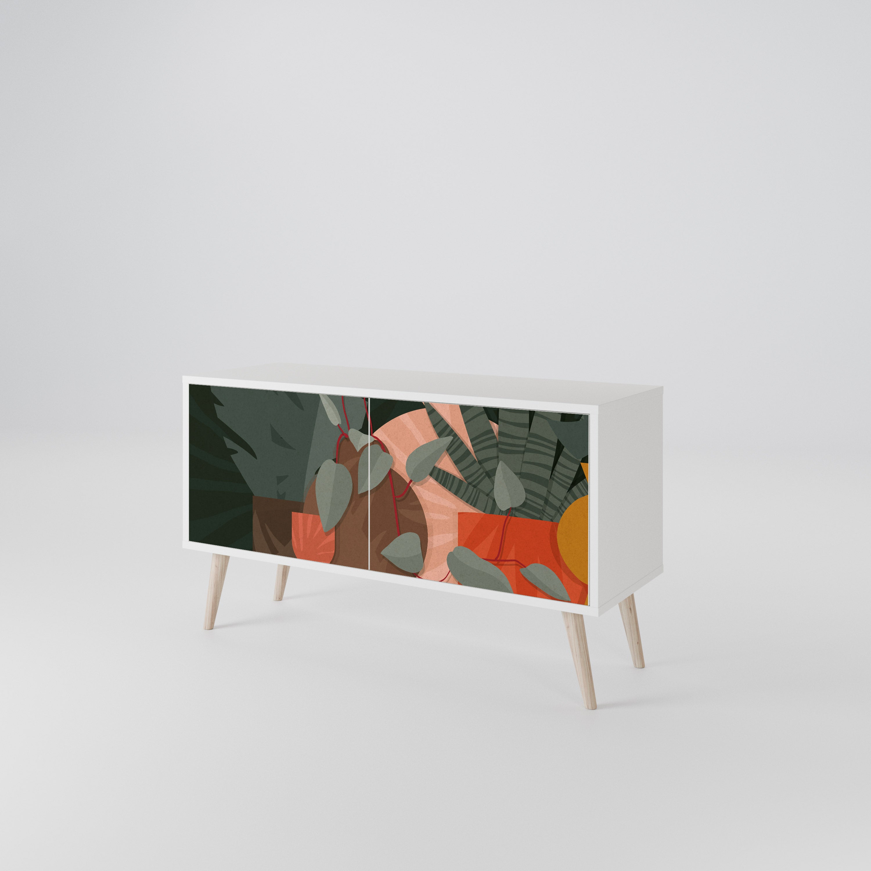 TROPICAL COMPOSITION Compact 2-Door TV Cabinet