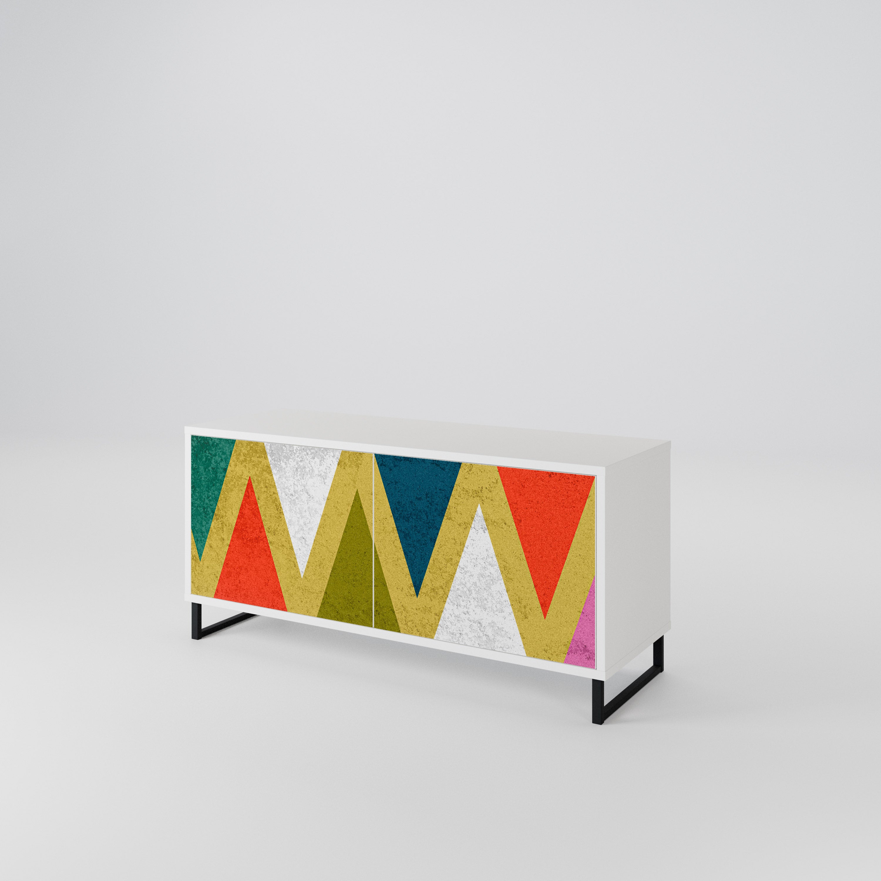 COLORFUL TRIANGLES Compact 2-Door TV Cabinet