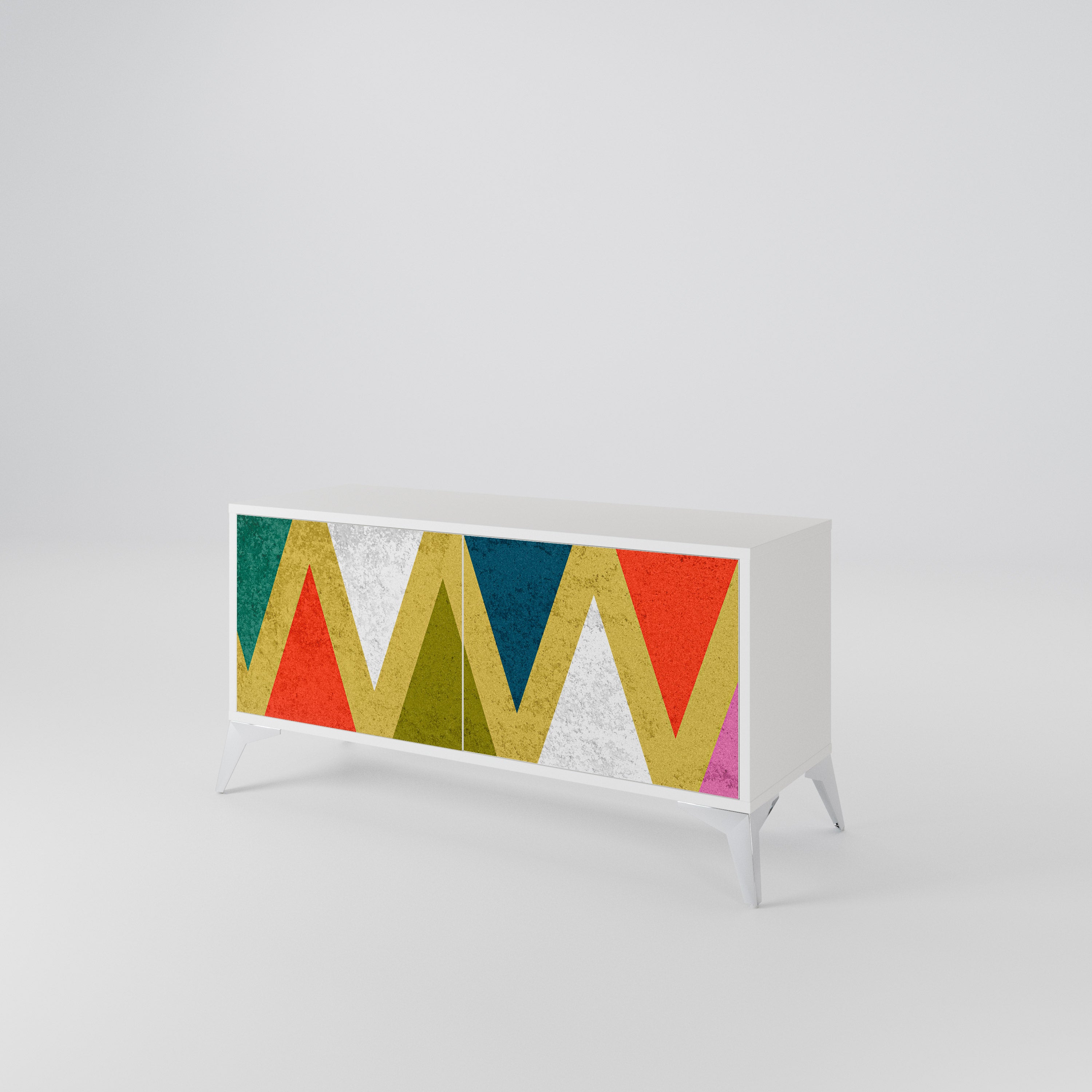 COLORFUL TRIANGLES Compact 2-Door TV Cabinet
