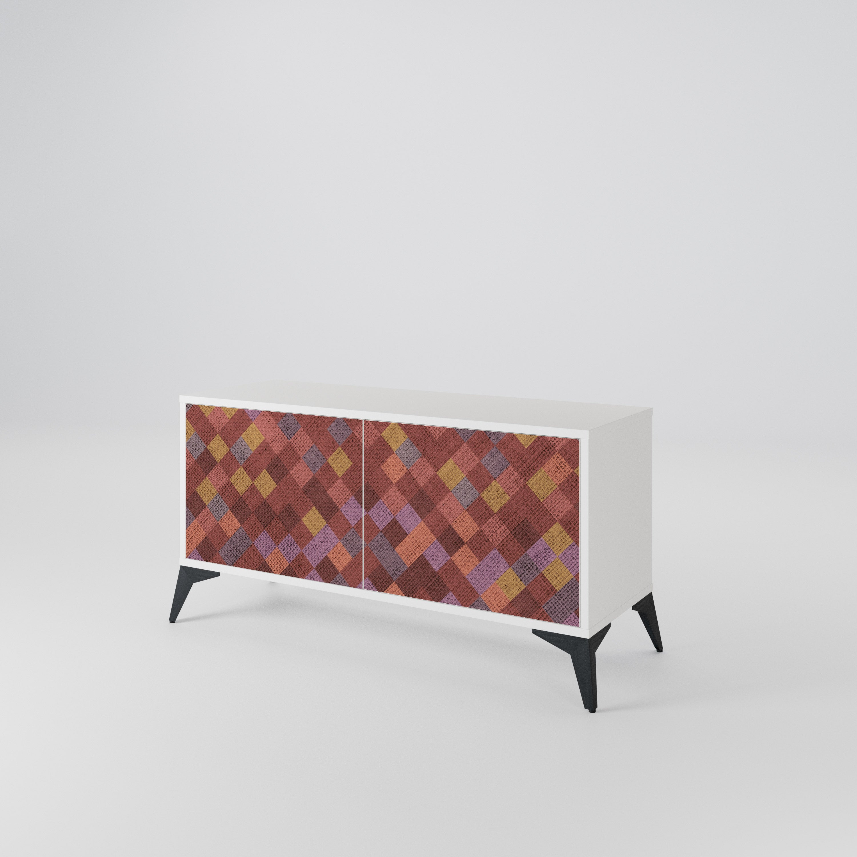 PAINTED SQUARES Compact 2-Door TV Cabinet