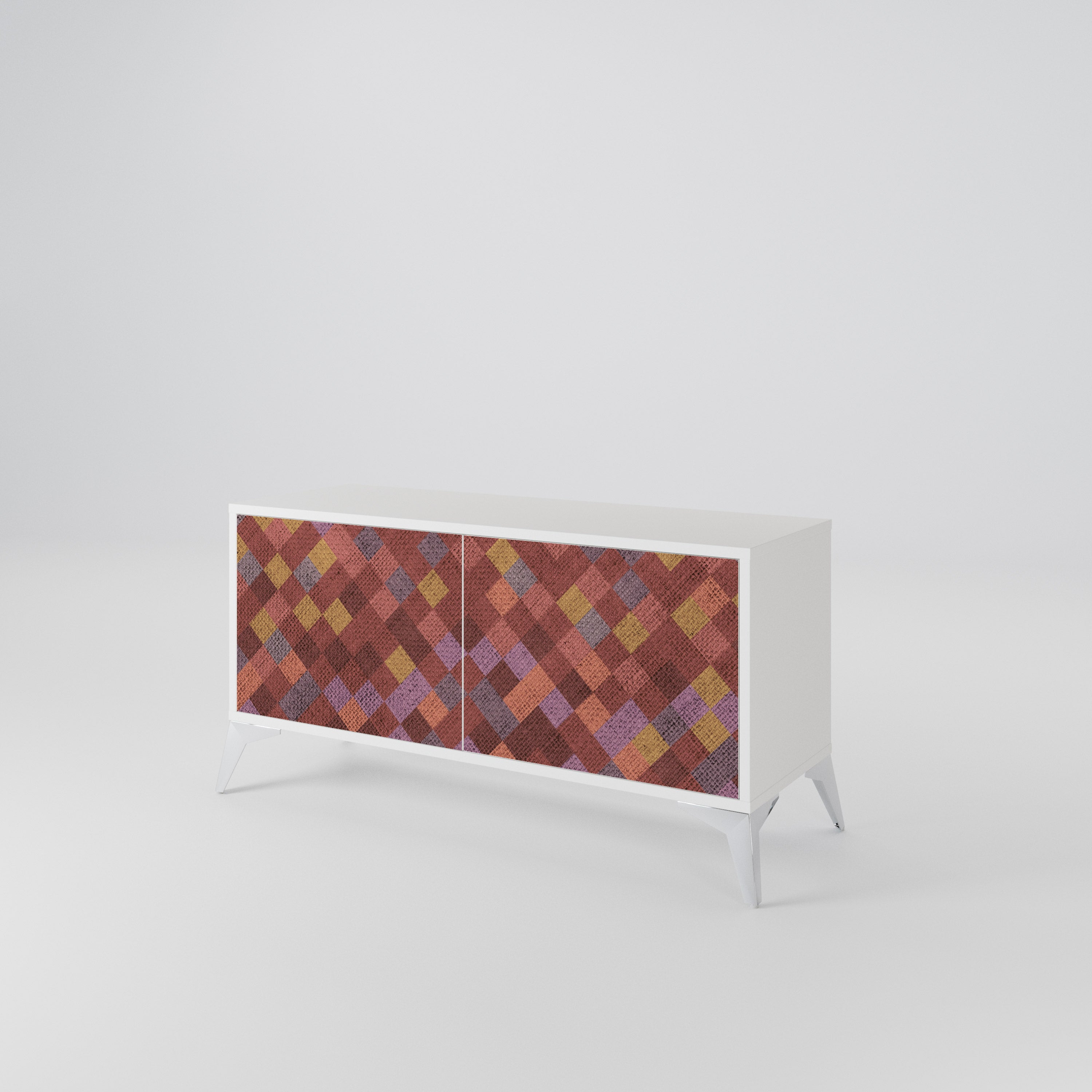 PAINTED SQUARES Compact 2-Door TV Cabinet