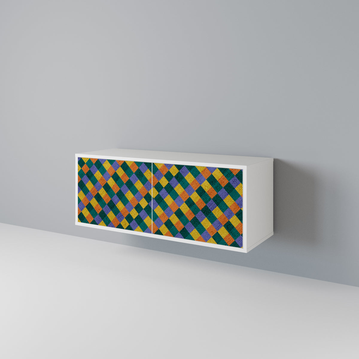 PAINTED SQUARES MIX Compact 2-Door TV Cabinet