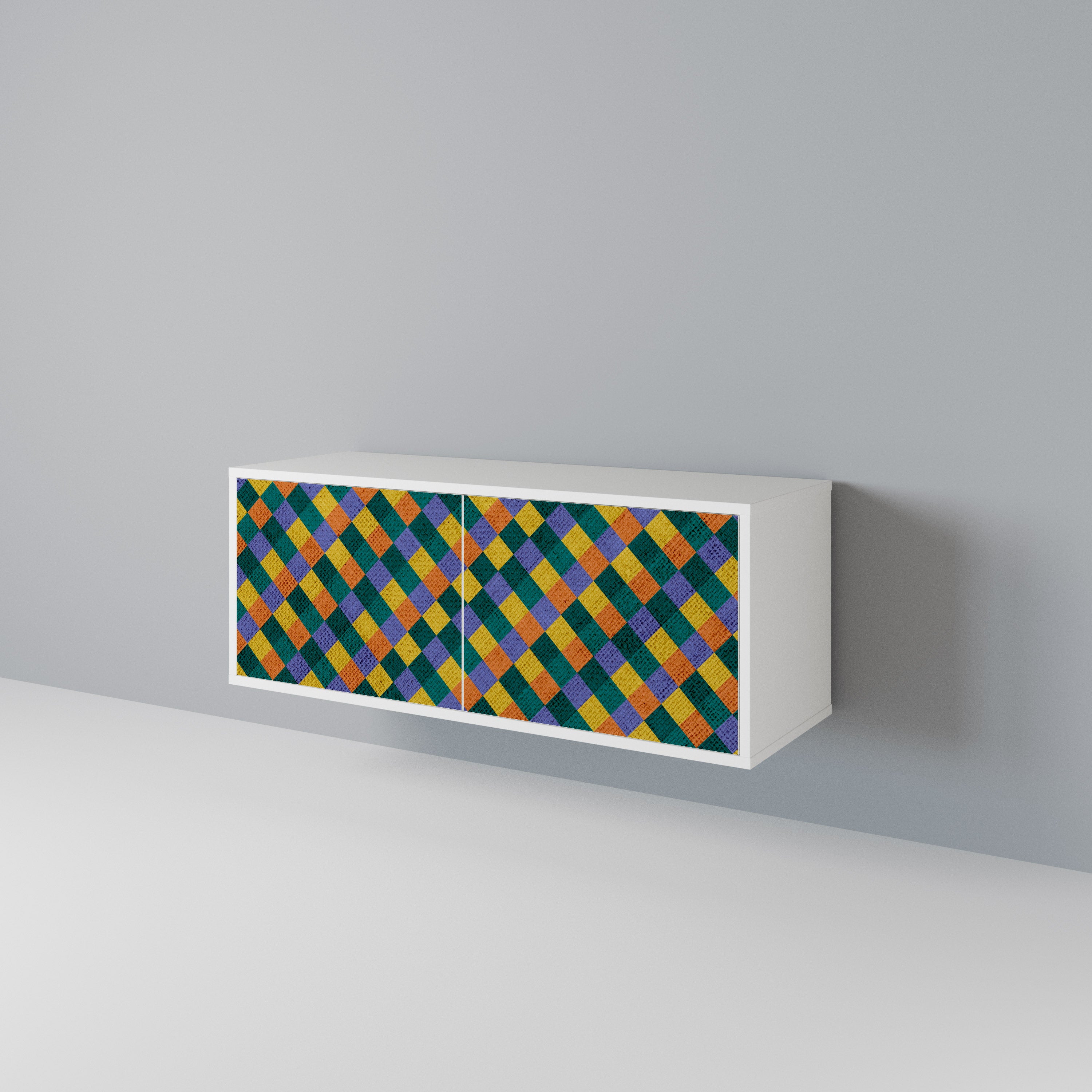 PAINTED SQUARES MIX Compact 2-Door TV Cabinet