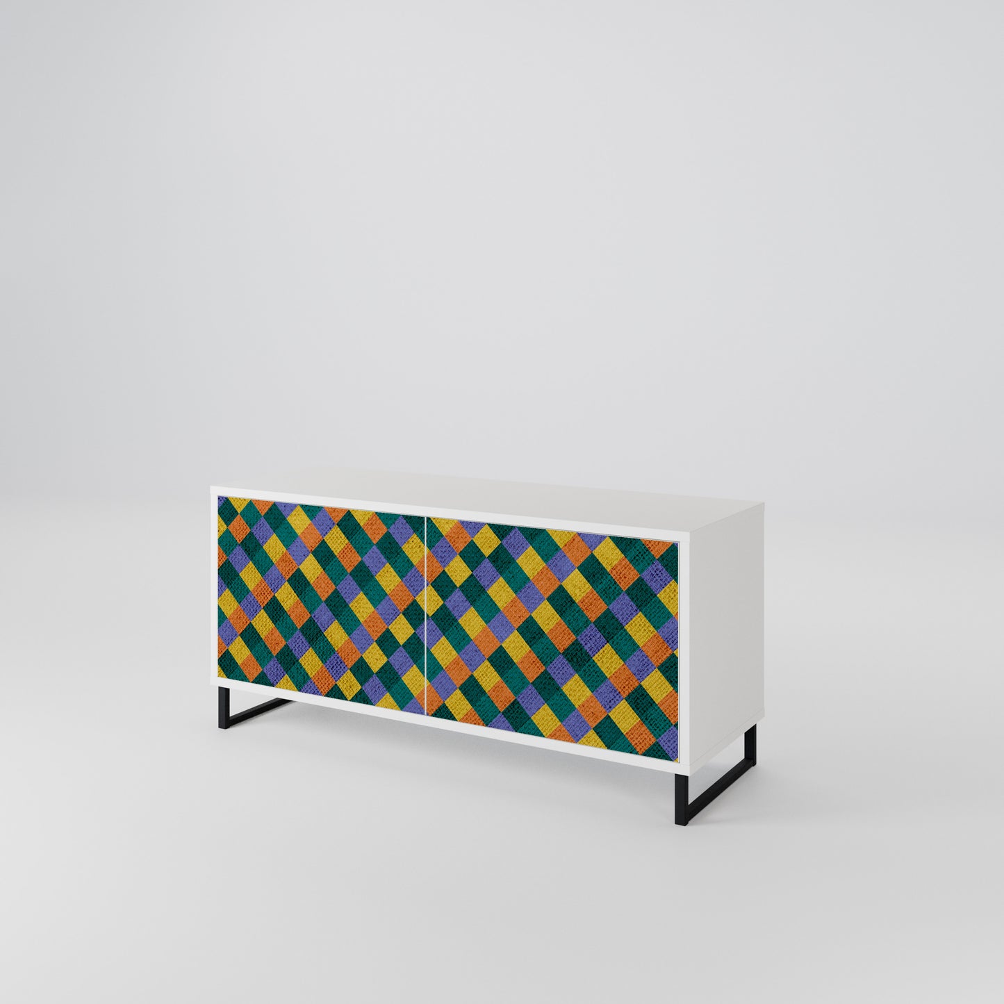 PAINTED SQUARES MIX Compact 2-Door TV Cabinet