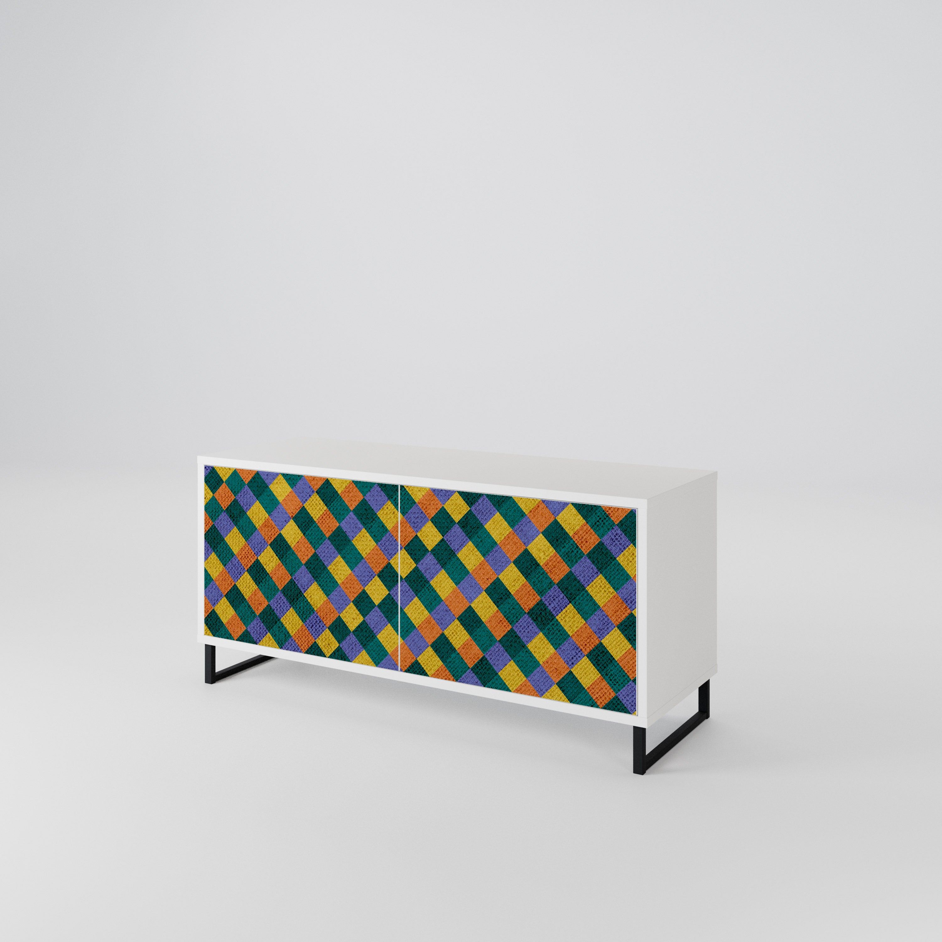 PAINTED SQUARES MIX Compact 2-Door TV Cabinet