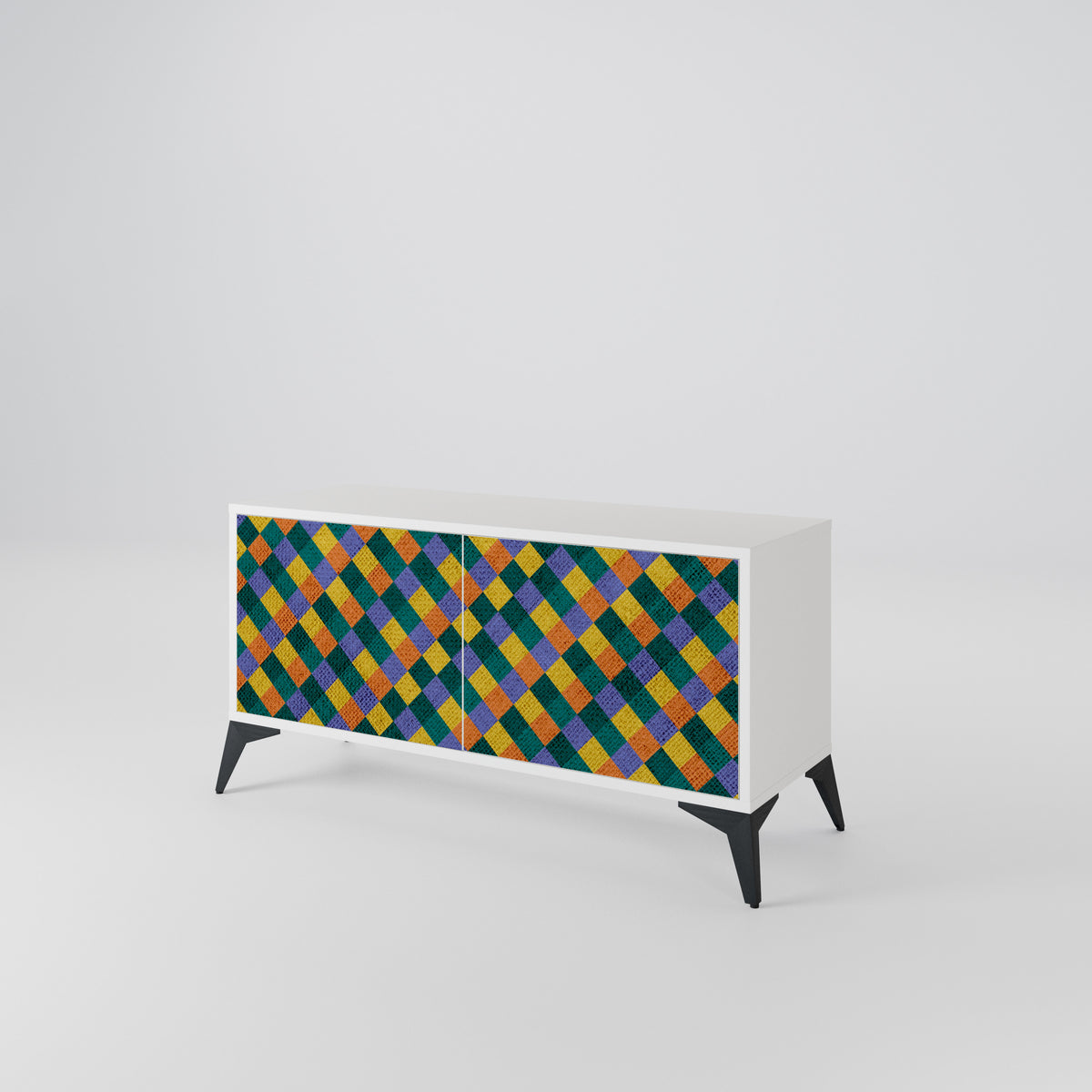 PAINTED SQUARES MIX Compact 2-Door TV Cabinet
