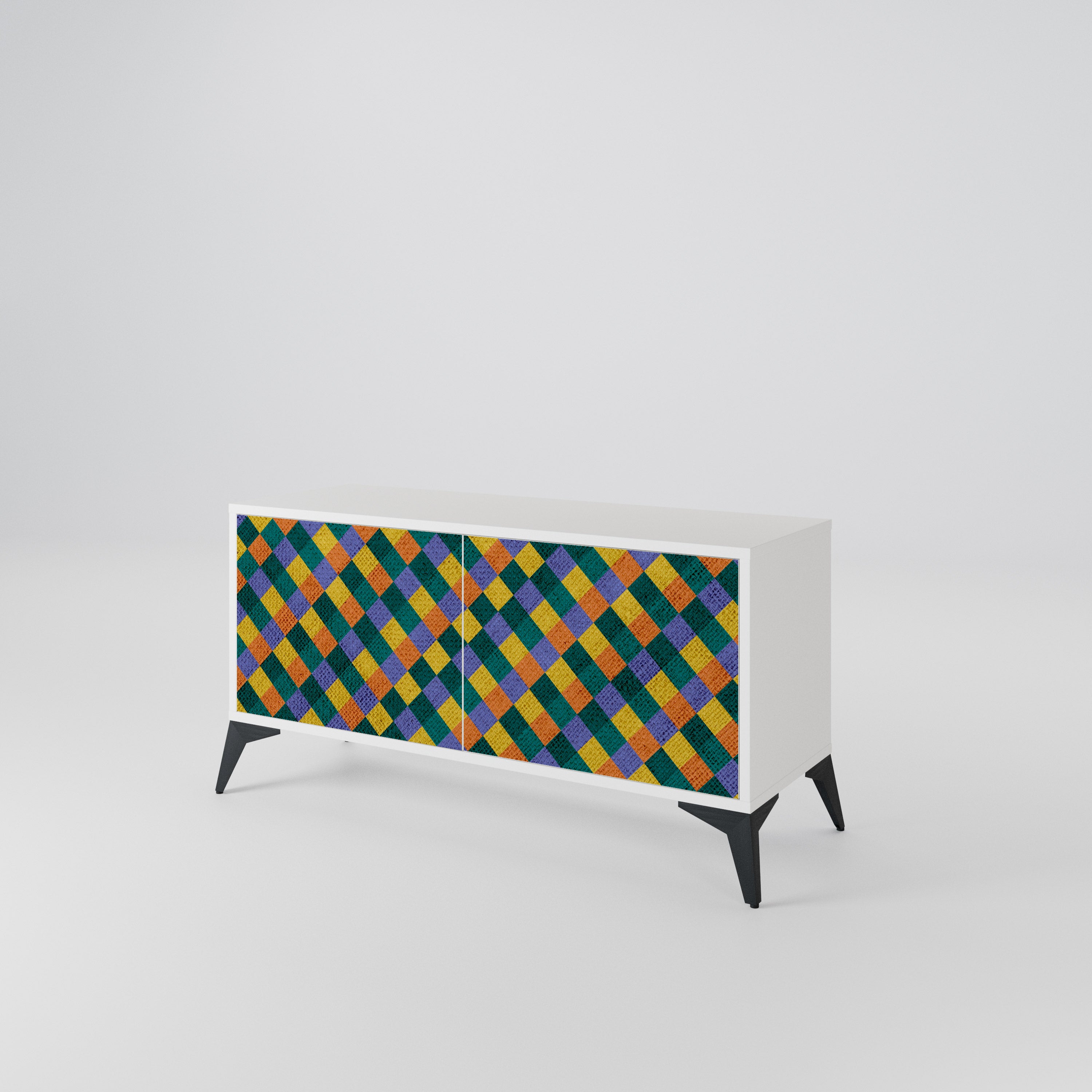 PAINTED SQUARES MIX Compact 2-Door TV Cabinet