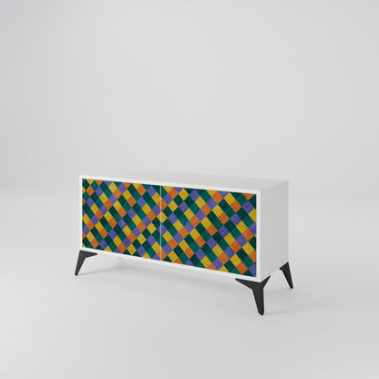 PAINTED SQUARES MIX Compact 2-Door TV Cabinet