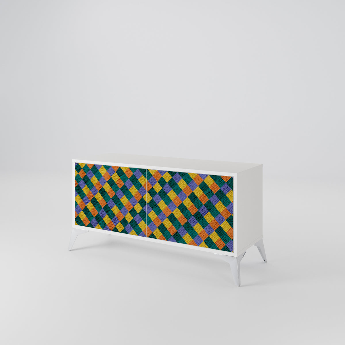 PAINTED SQUARES MIX Compact 2-Door TV Cabinet
