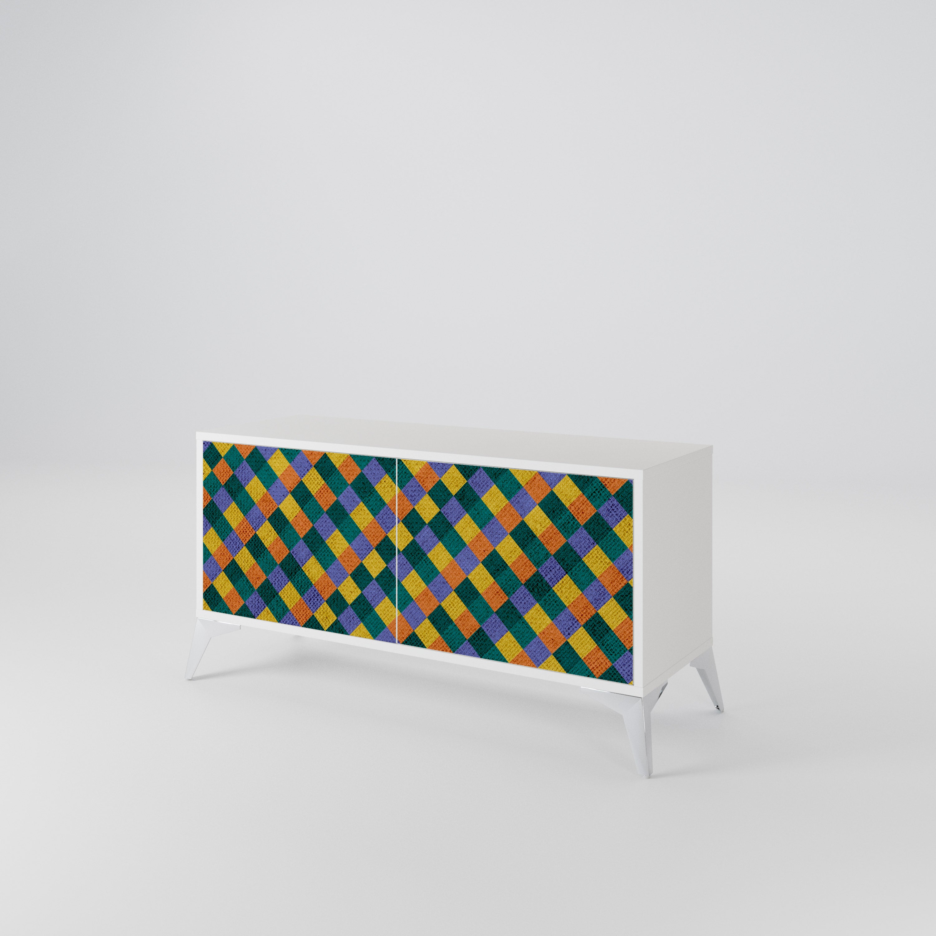 PAINTED SQUARES MIX Compact 2-Door TV Cabinet