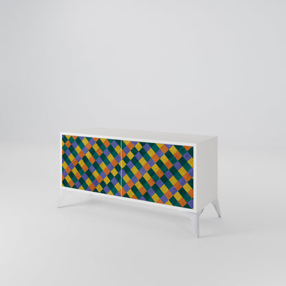 PAINTED SQUARES MIX Compact 2-Door TV Cabinet