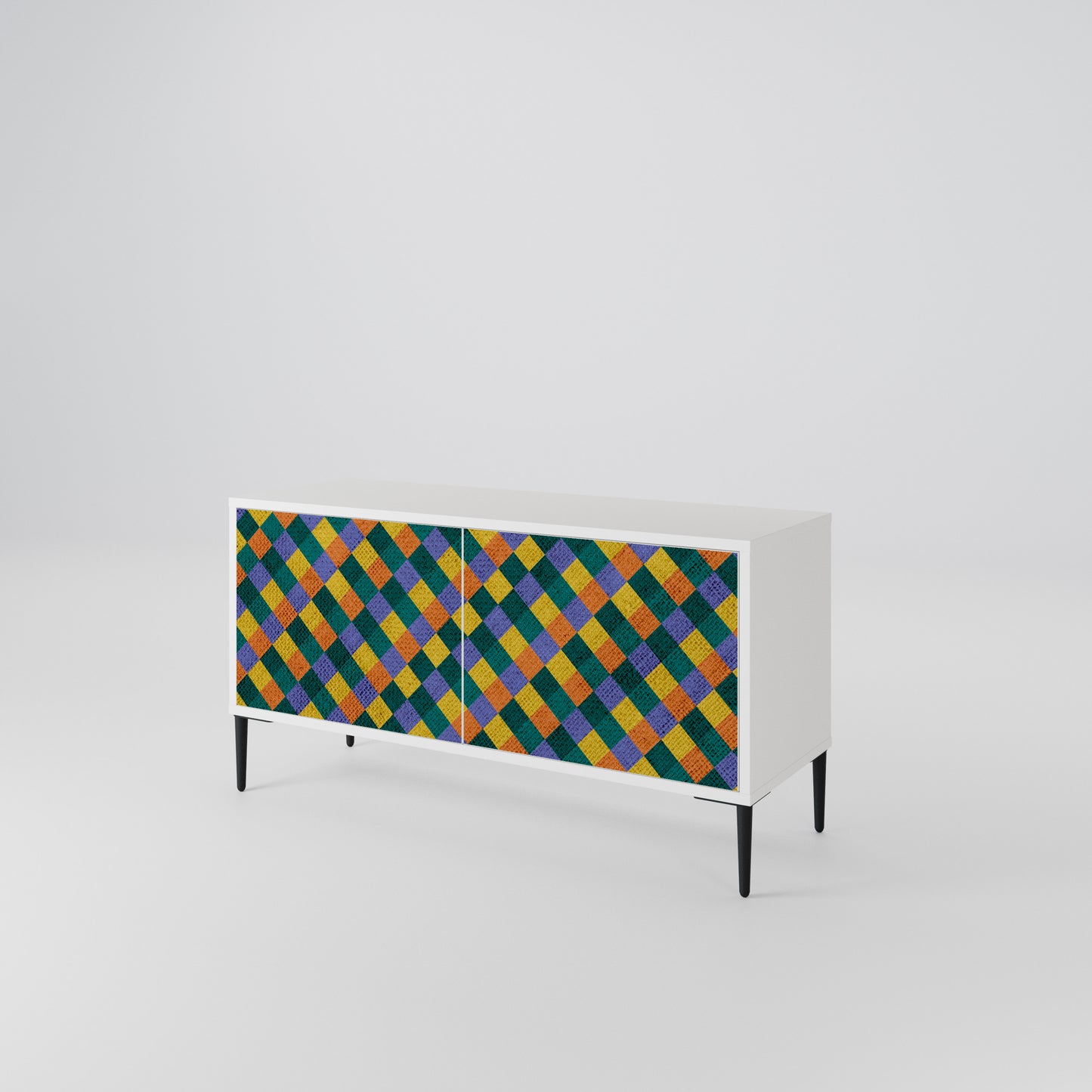 PAINTED SQUARES MIX Compact 2-Door TV Cabinet