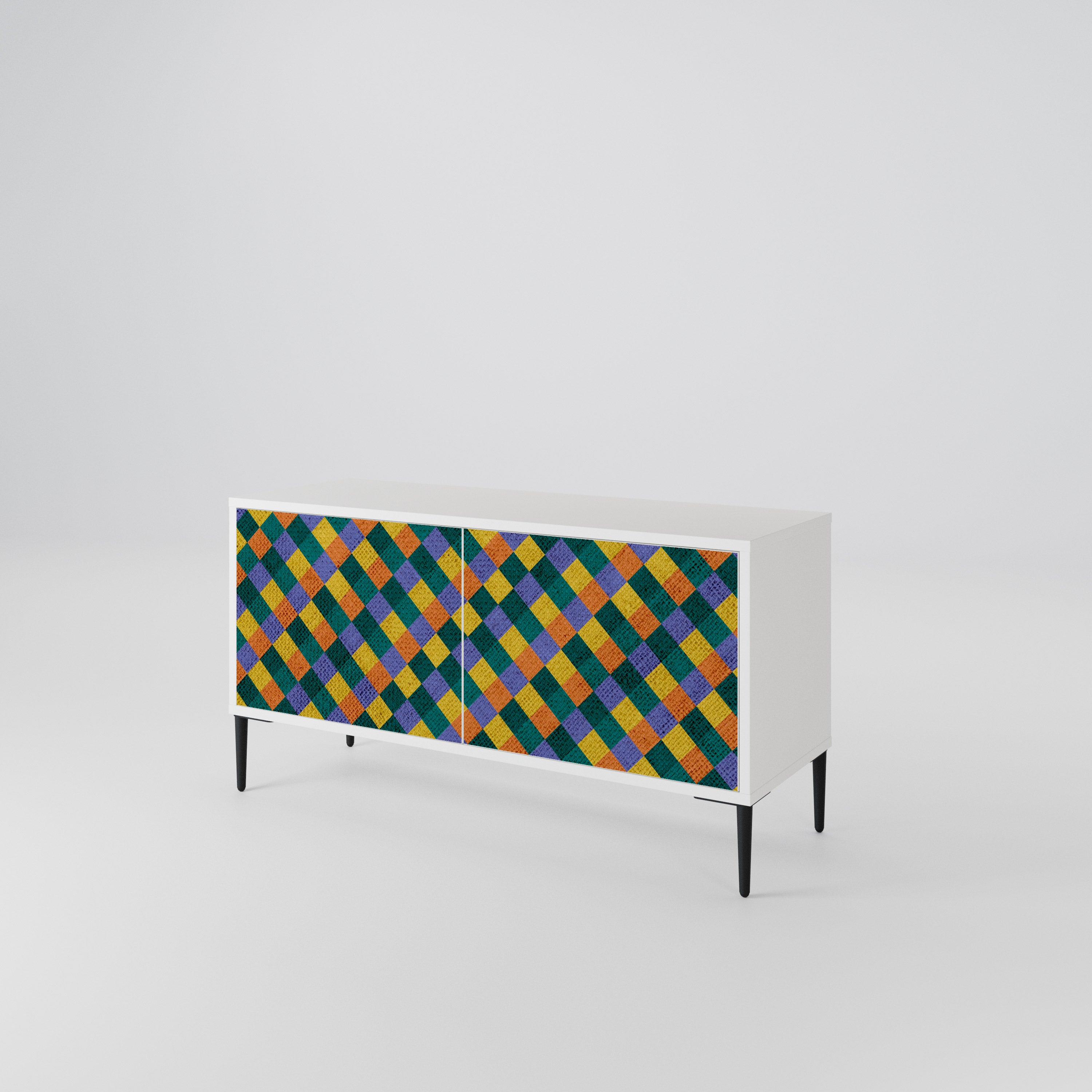 PAINTED SQUARES MIX Compact 2-Door TV Cabinet