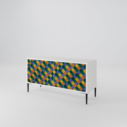 PAINTED SQUARES MIX Compact 2-Door TV Cabinet