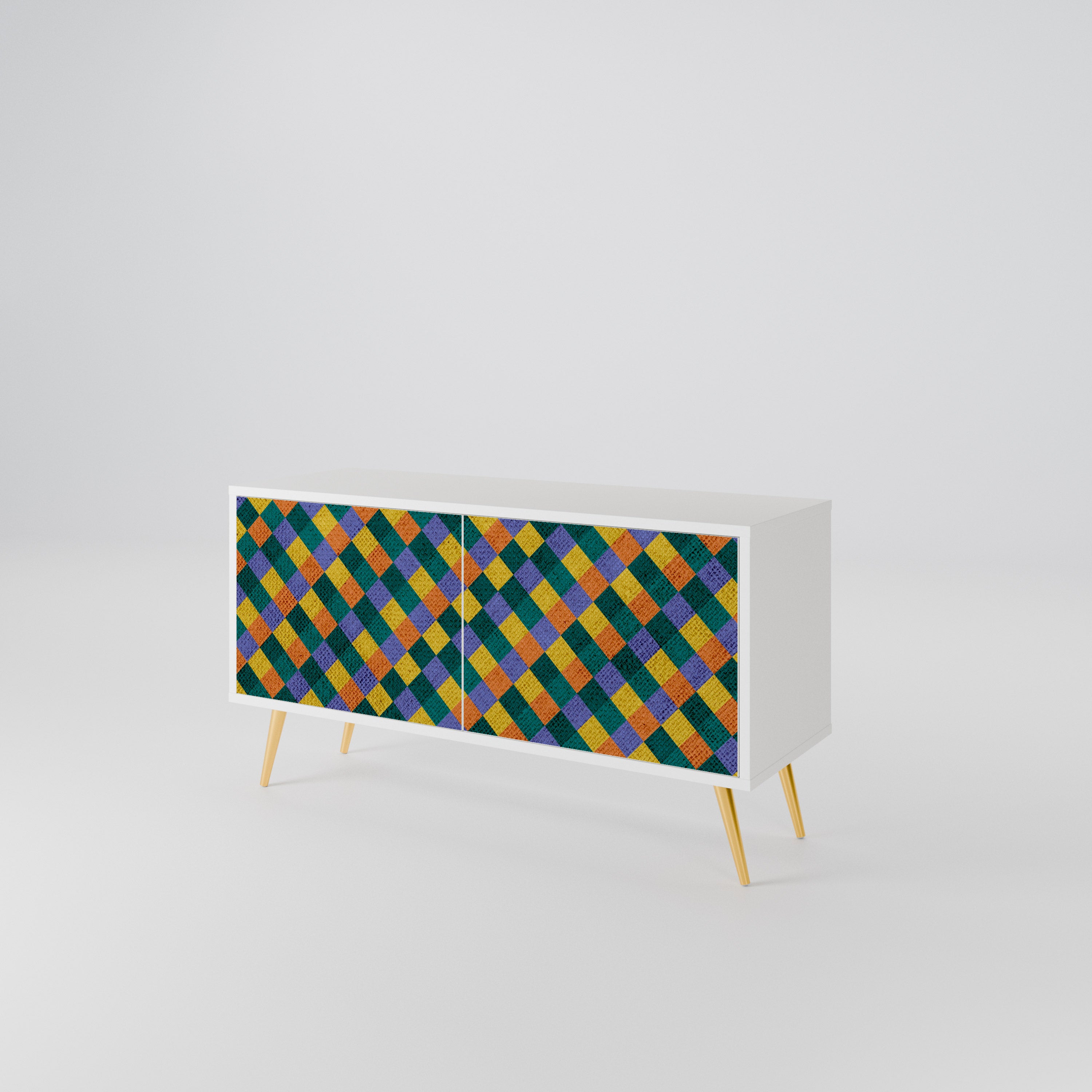PAINTED SQUARES MIX Compact 2-Door TV Cabinet