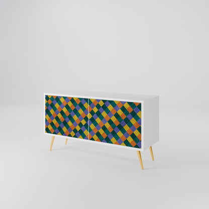 PAINTED SQUARES MIX Compact 2-Door TV Cabinet