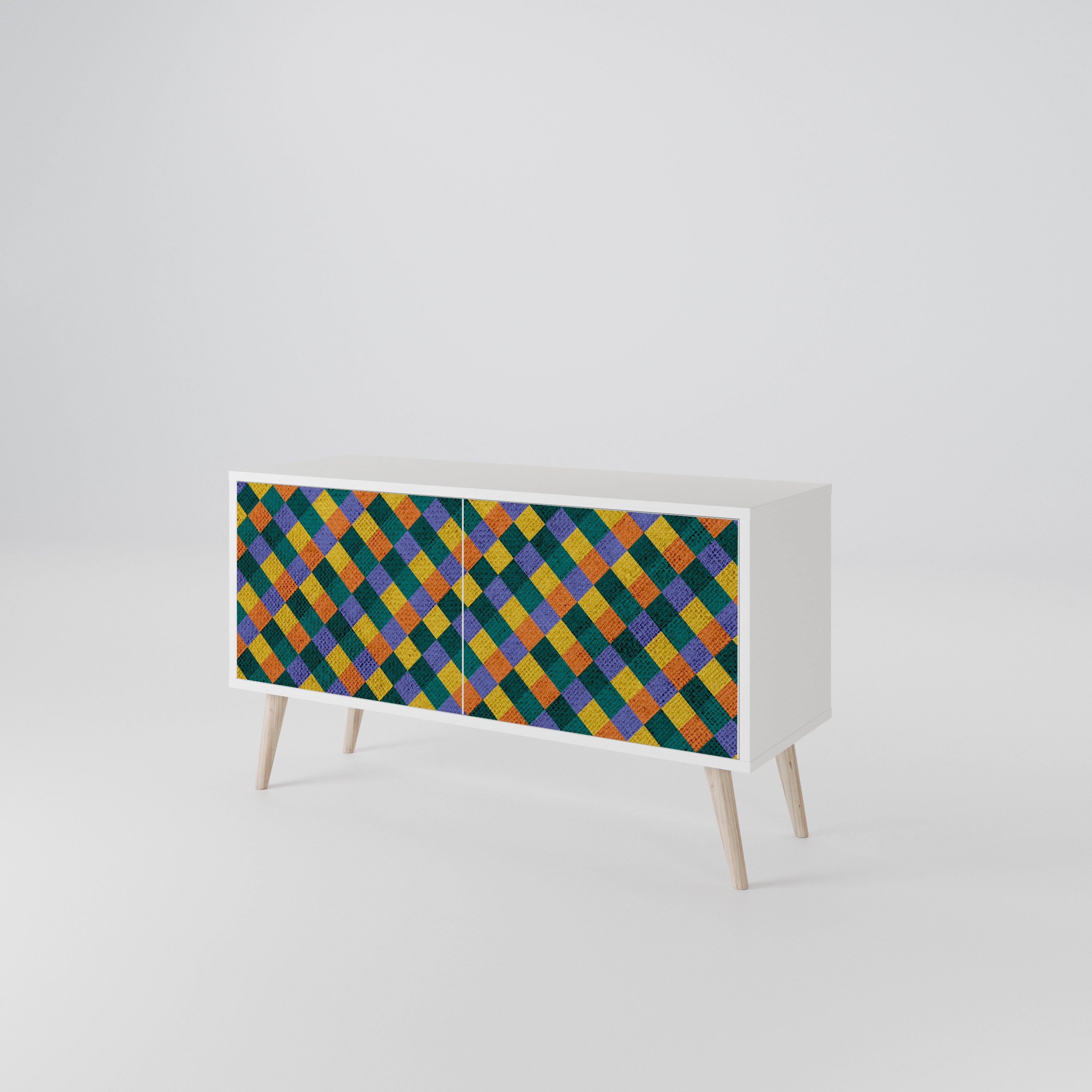 PAINTED SQUARES MIX Compact 2-Door TV Cabinet