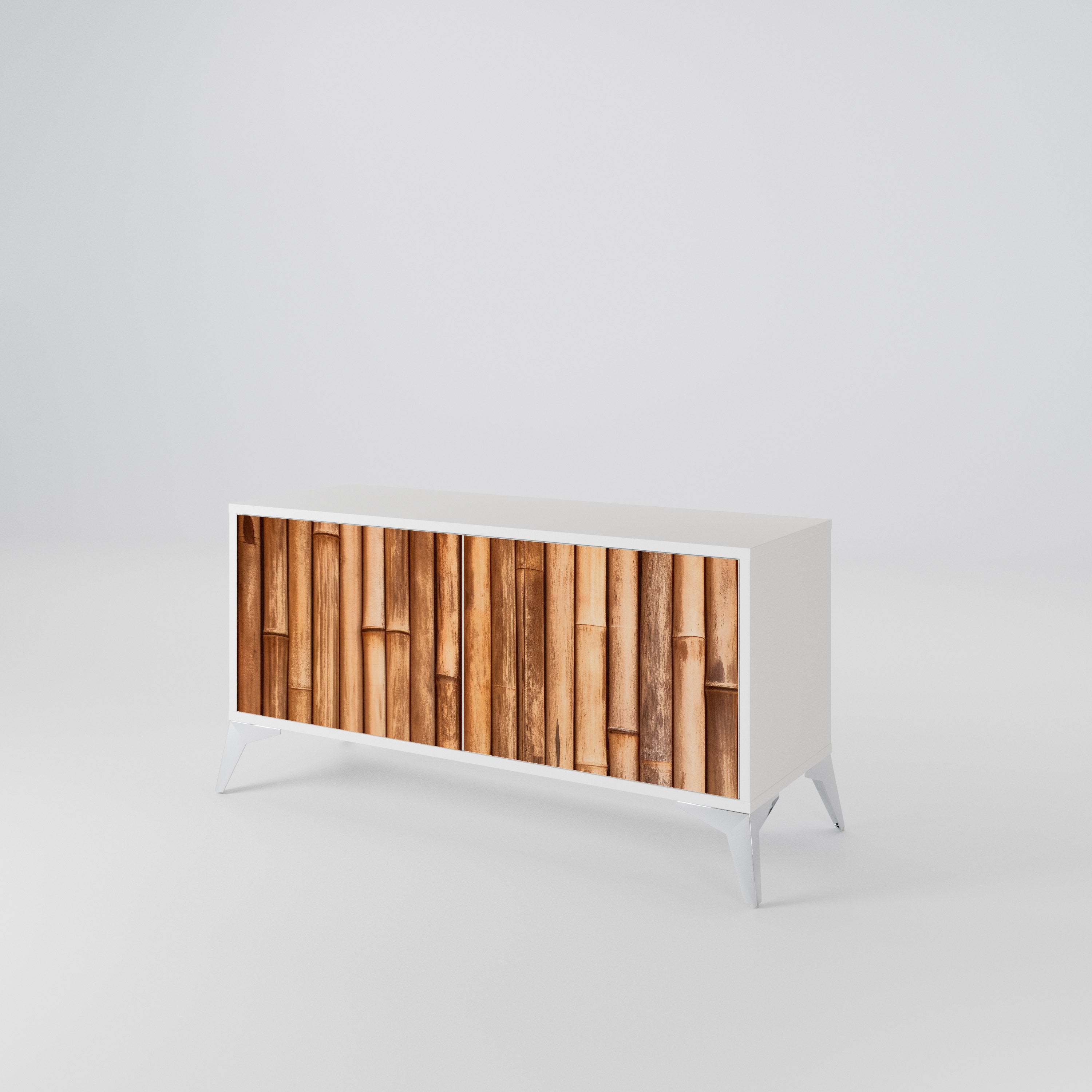 NATURAL WOOD Compact 2-Door TV Cabinet