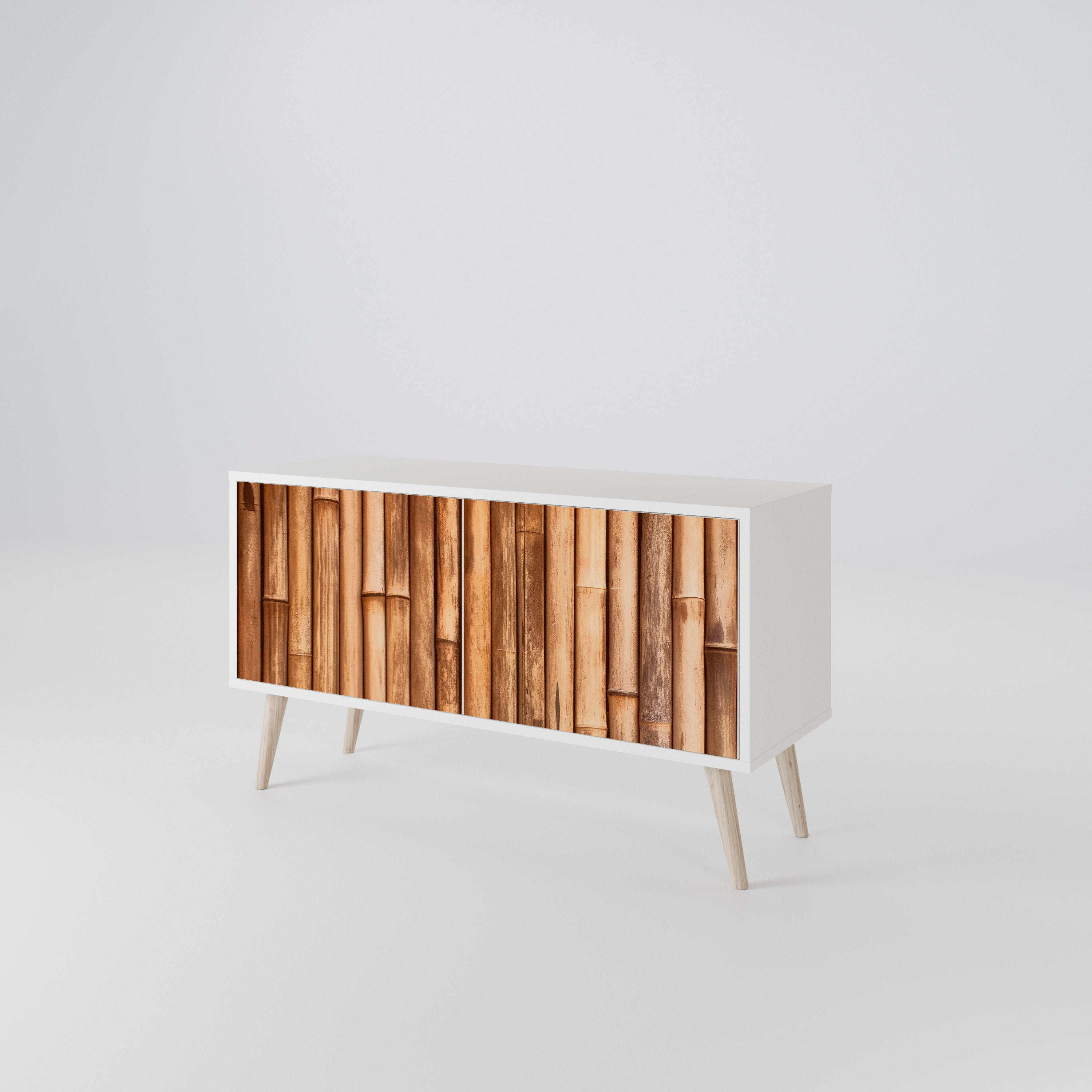NATURAL WOOD Compact 2-Door TV Cabinet