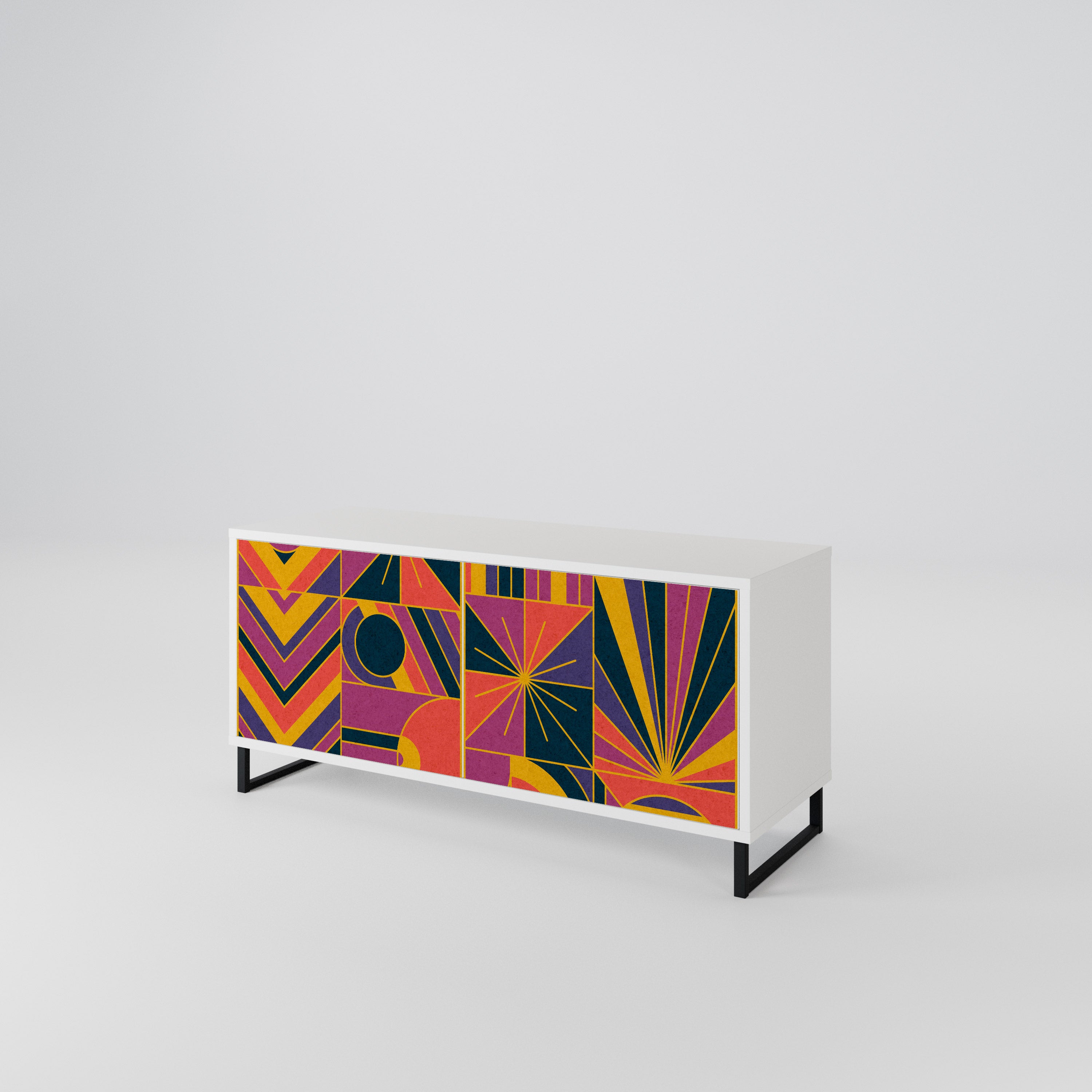 ELECTRIC PATTERNS Compact 2-Door TV Cabinet