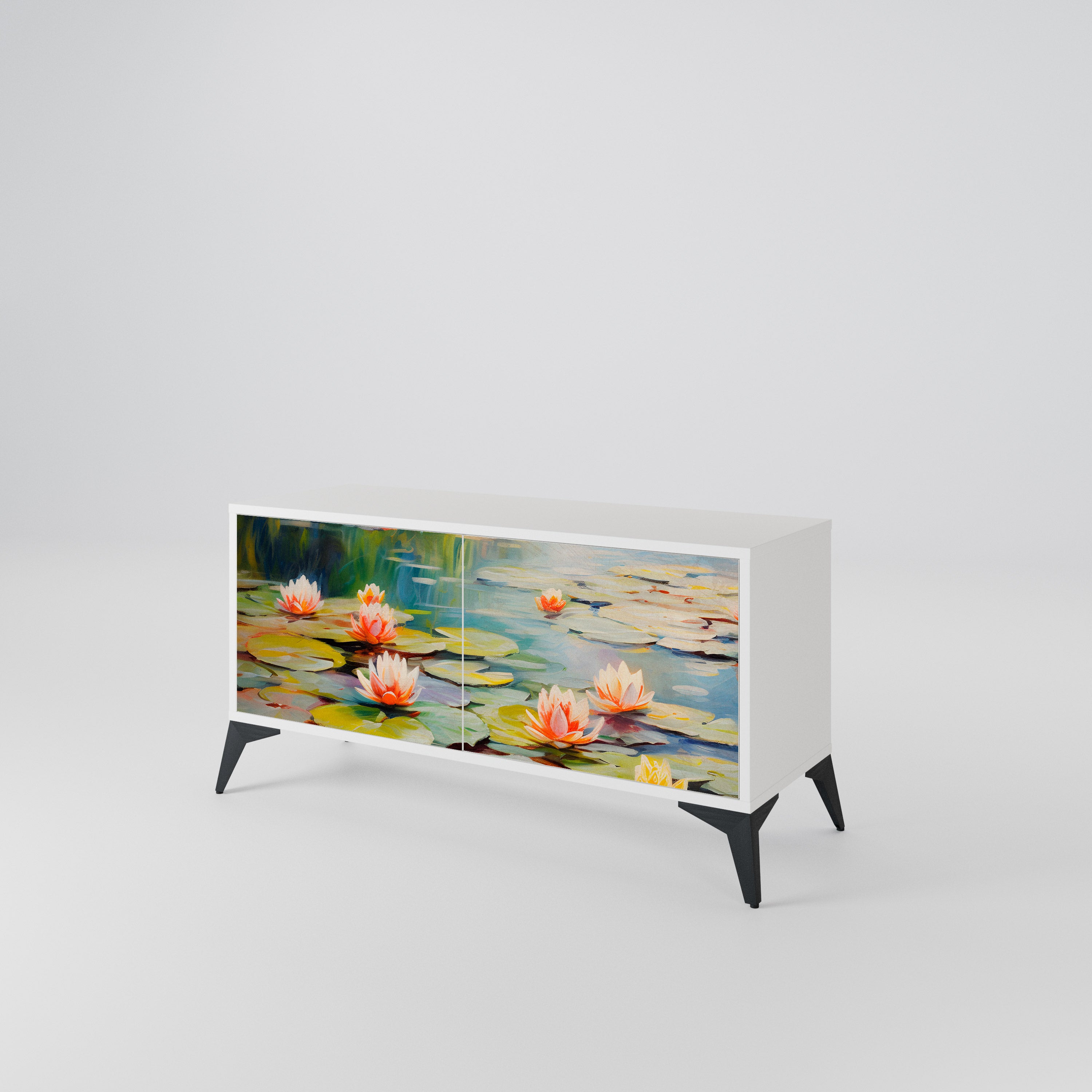 BLOOMING WATERS Compact 2-Door TV Cabinet