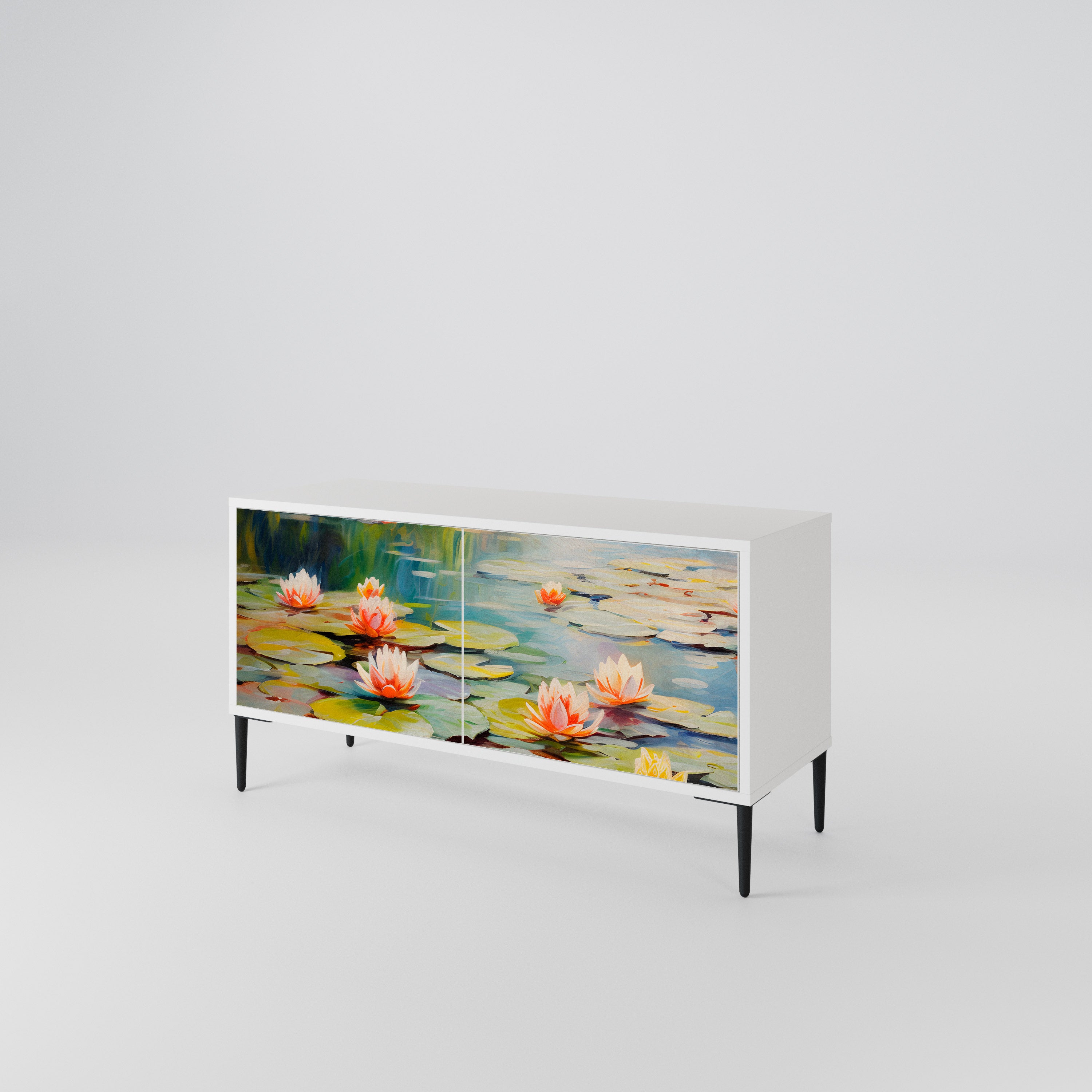BLOOMING WATERS Compact 2-Door TV Cabinet