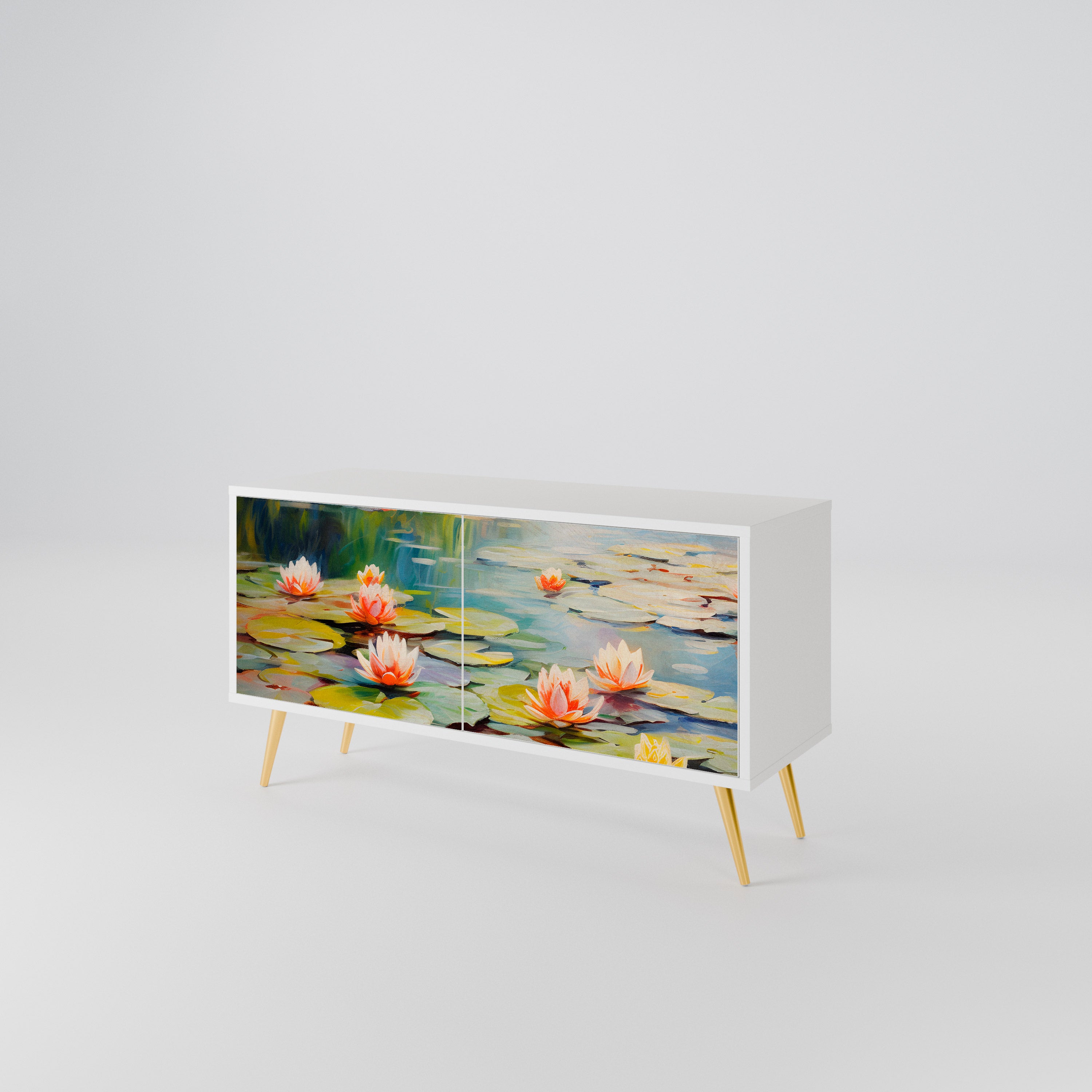 BLOOMING WATERS Compact 2-Door TV Cabinet