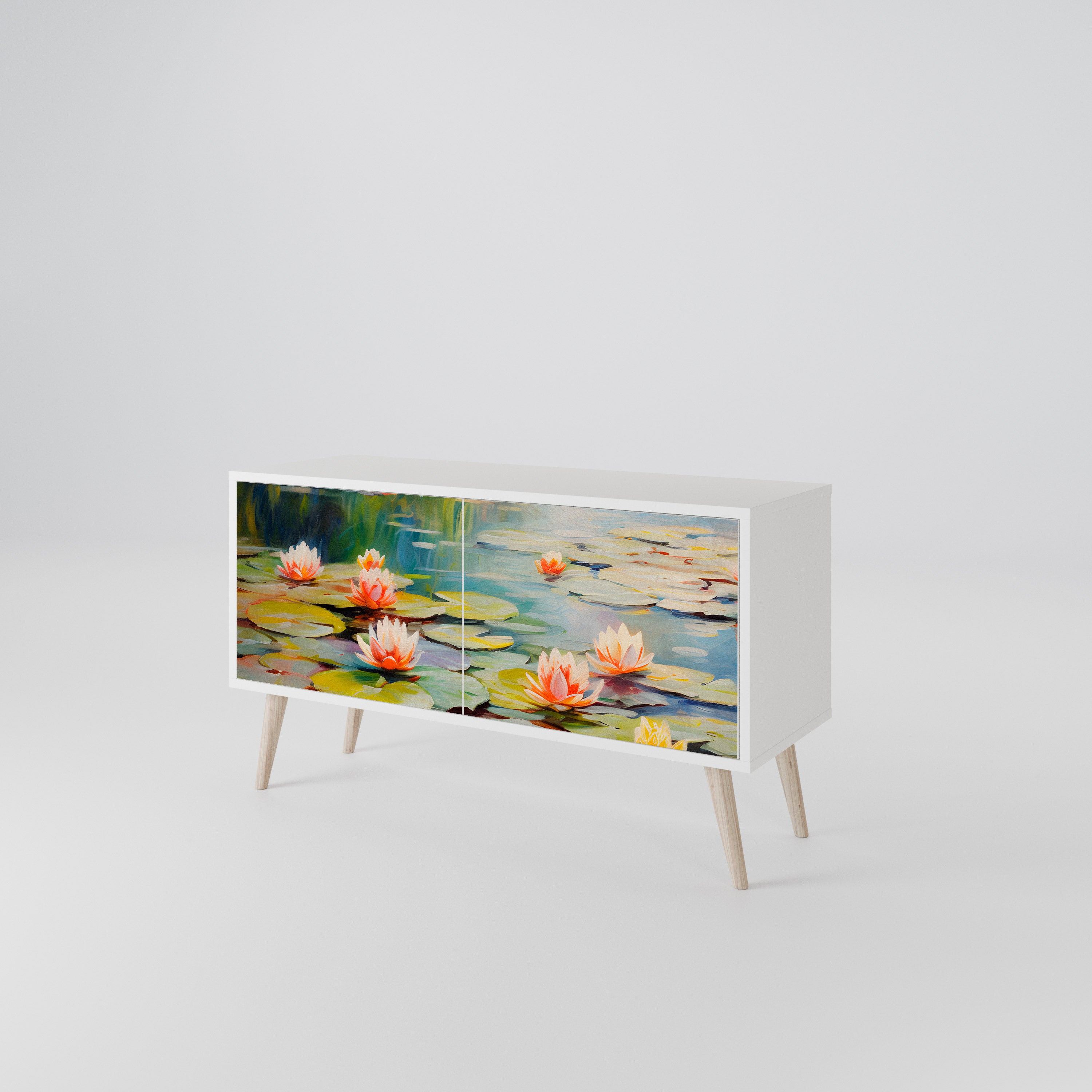 BLOOMING WATERS Compact 2-Door TV Cabinet