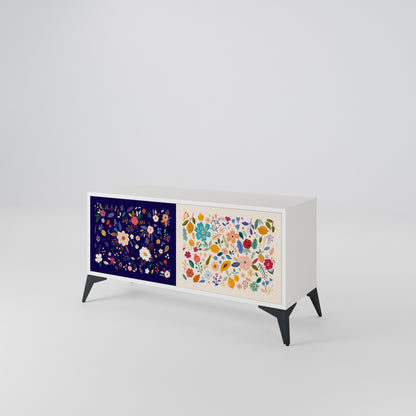 FLORAL COMBINATION Compact 2-Door TV Cabinet
