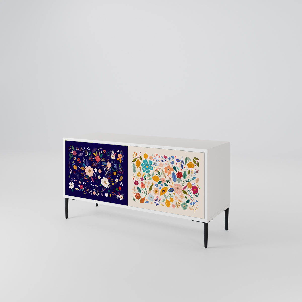 FLORAL COMBINATION Compact 2-Door TV Cabinet