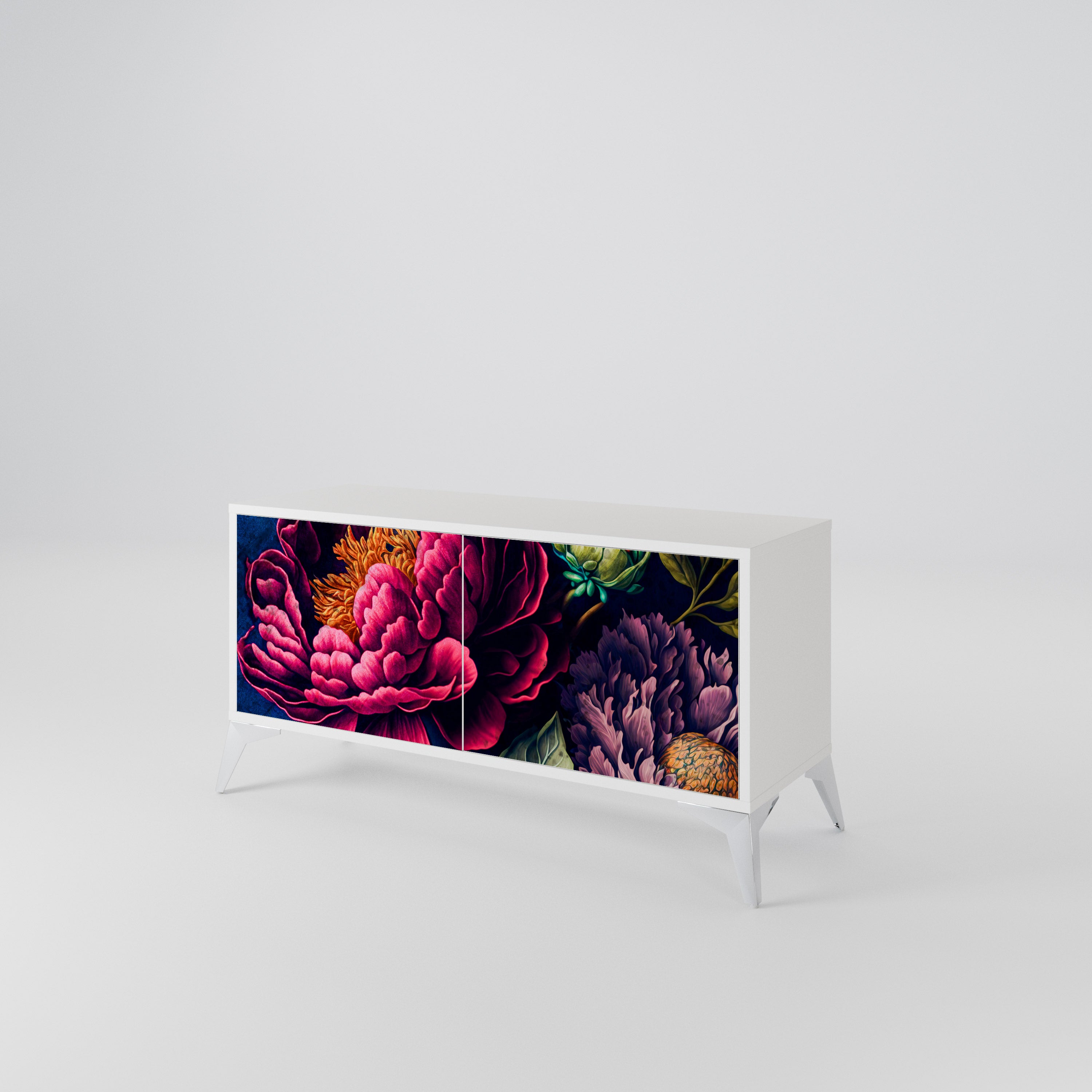 BLOOMING ELEGANCE Compact 2-Door TV Cabinet