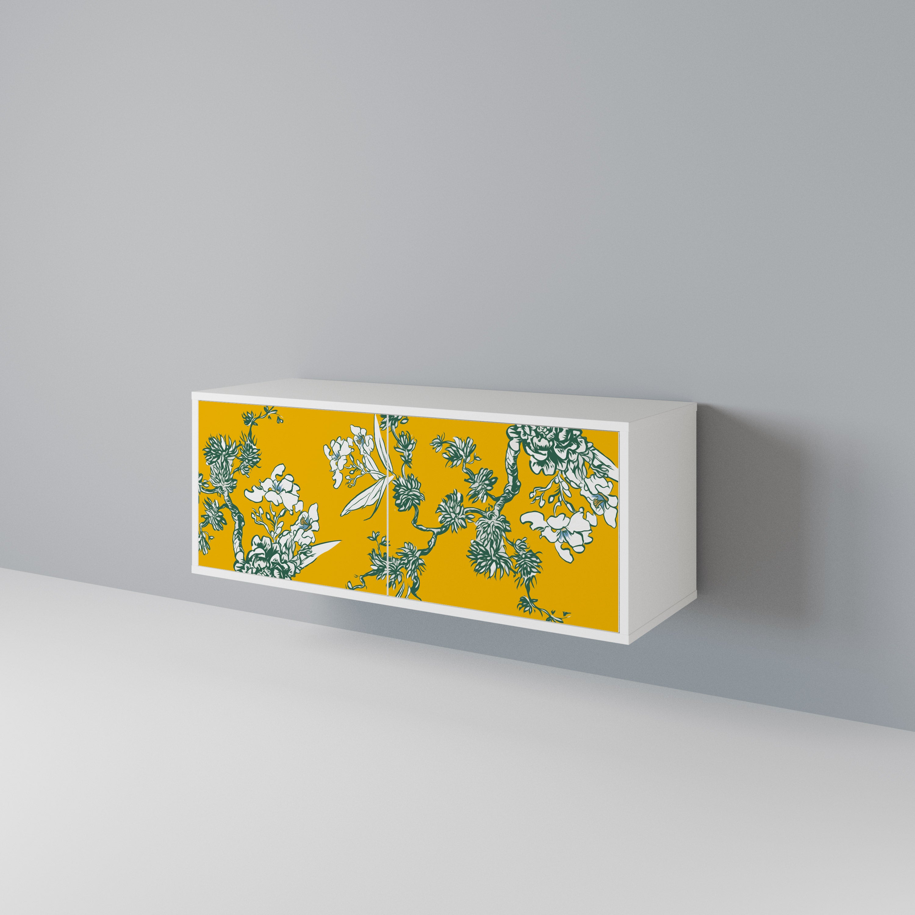 YELLOW CHINOISERIE Compact 2-Door TV Cabinet
