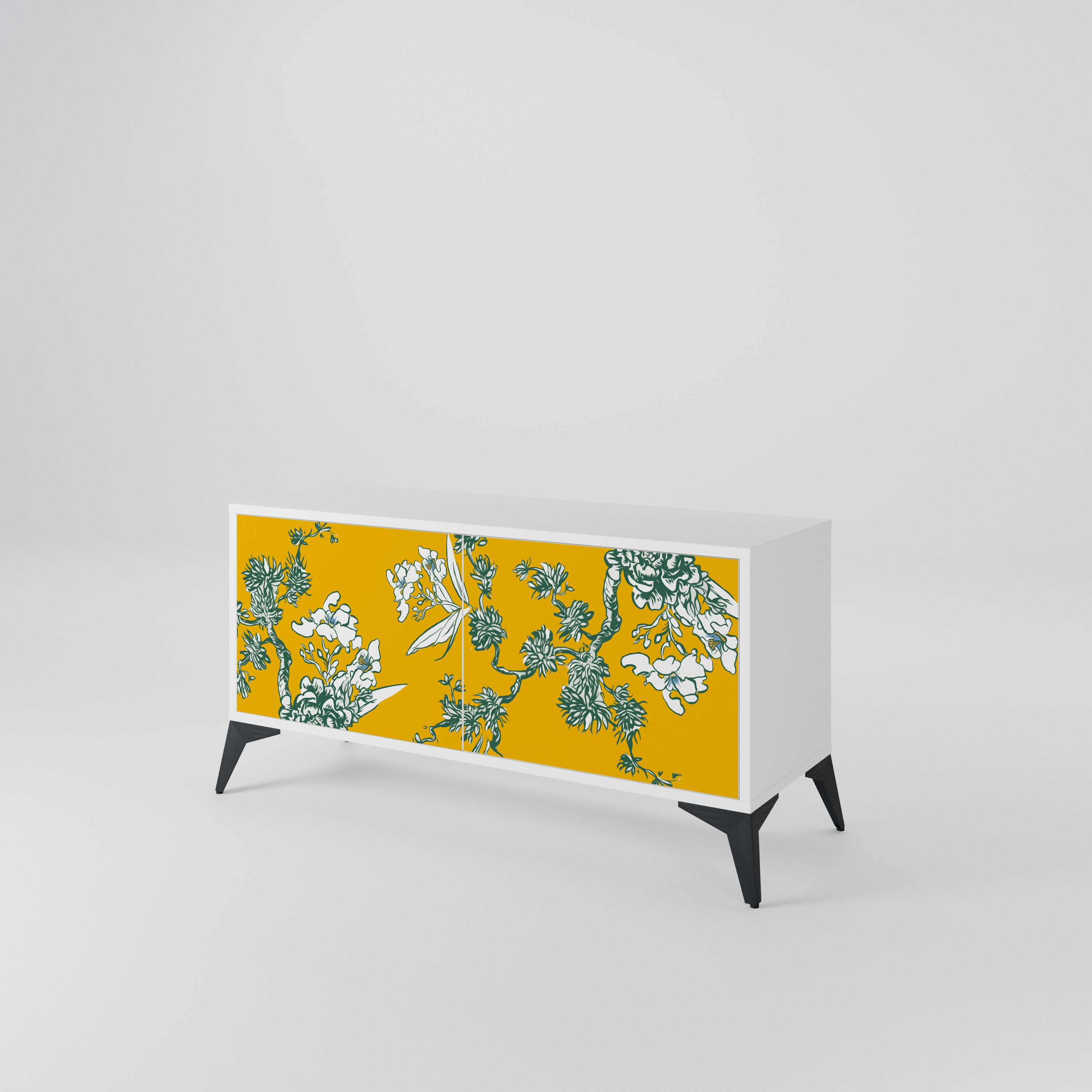 YELLOW CHINOISERIE Compact 2-Door TV Cabinet