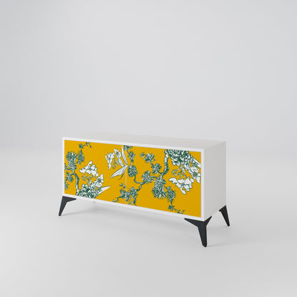 YELLOW CHINOISERIE Compact 2-Door TV Cabinet