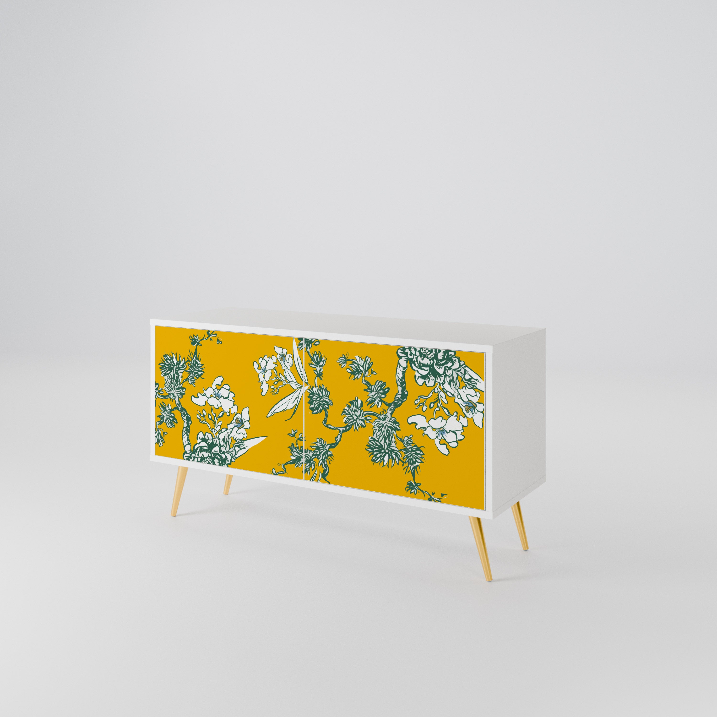 YELLOW CHINOISERIE Compact 2-Door TV Cabinet
