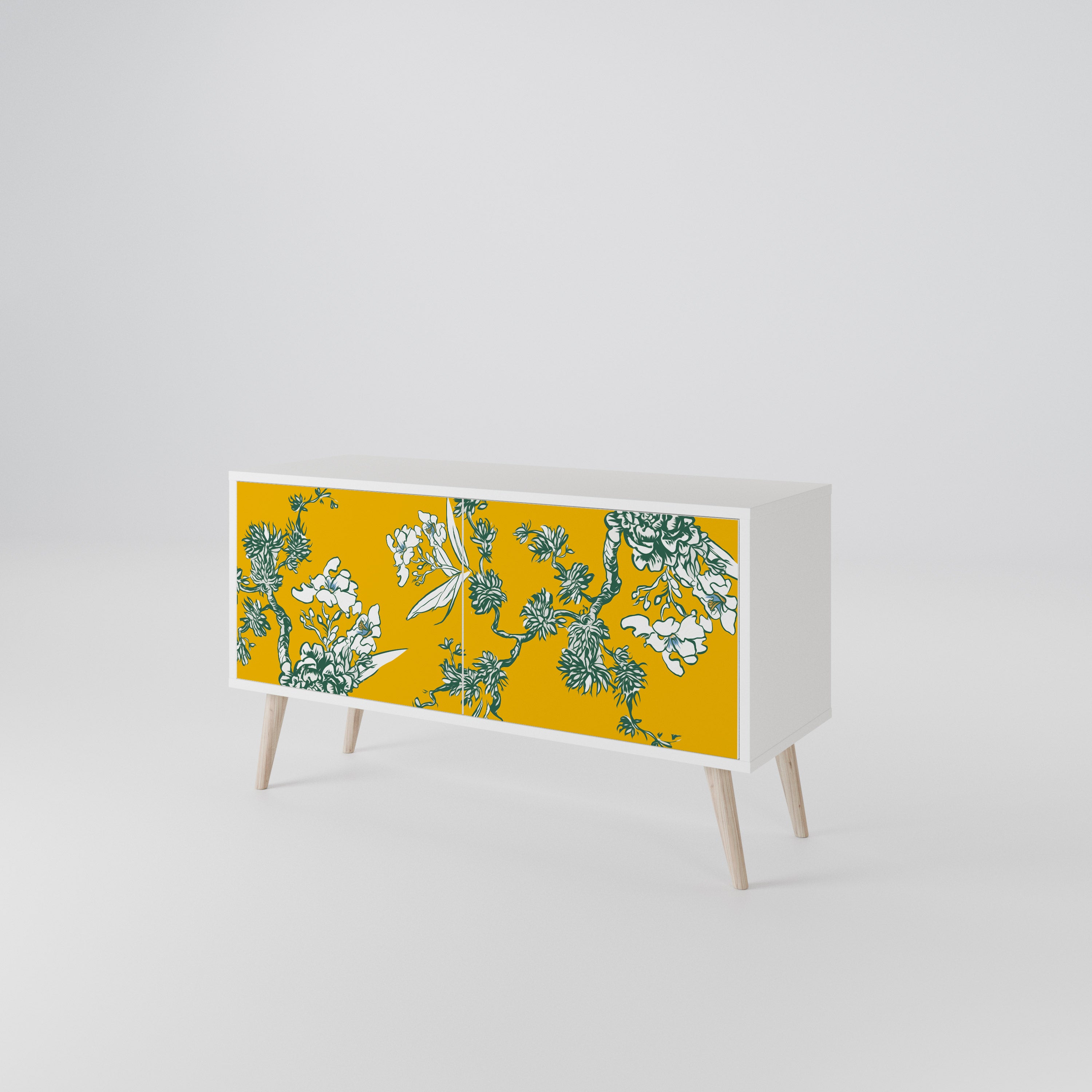 YELLOW CHINOISERIE Compact 2-Door TV Cabinet