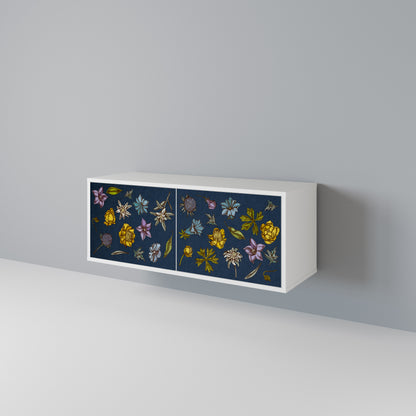 FLOWERS ON NAVY BLUE Compact 2-Door TV Cabinet