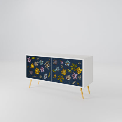 FLOWERS ON NAVY BLUE Compact 2-Door TV Cabinet